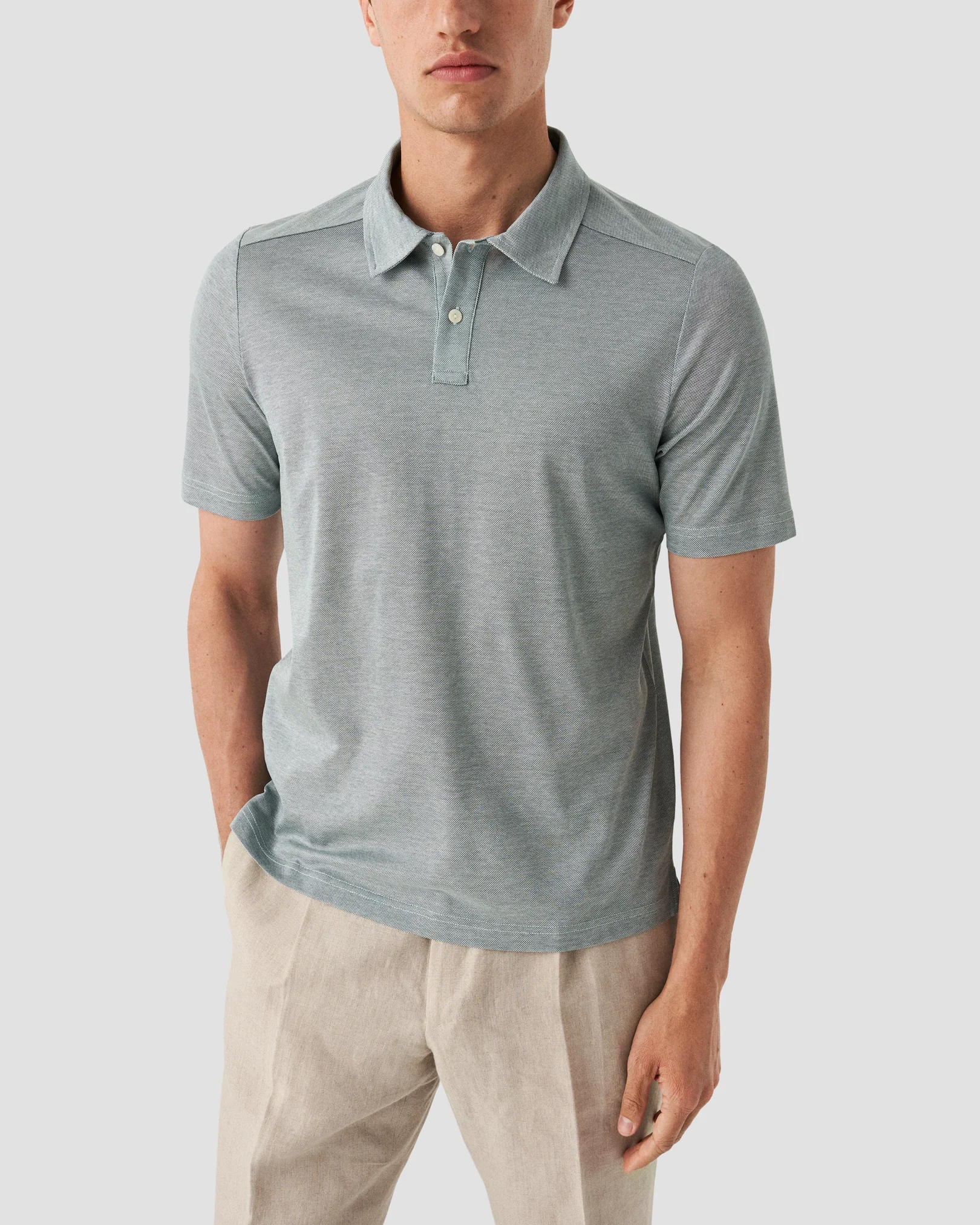 Eton - Dark green Oxford Piqué Polo Shirt