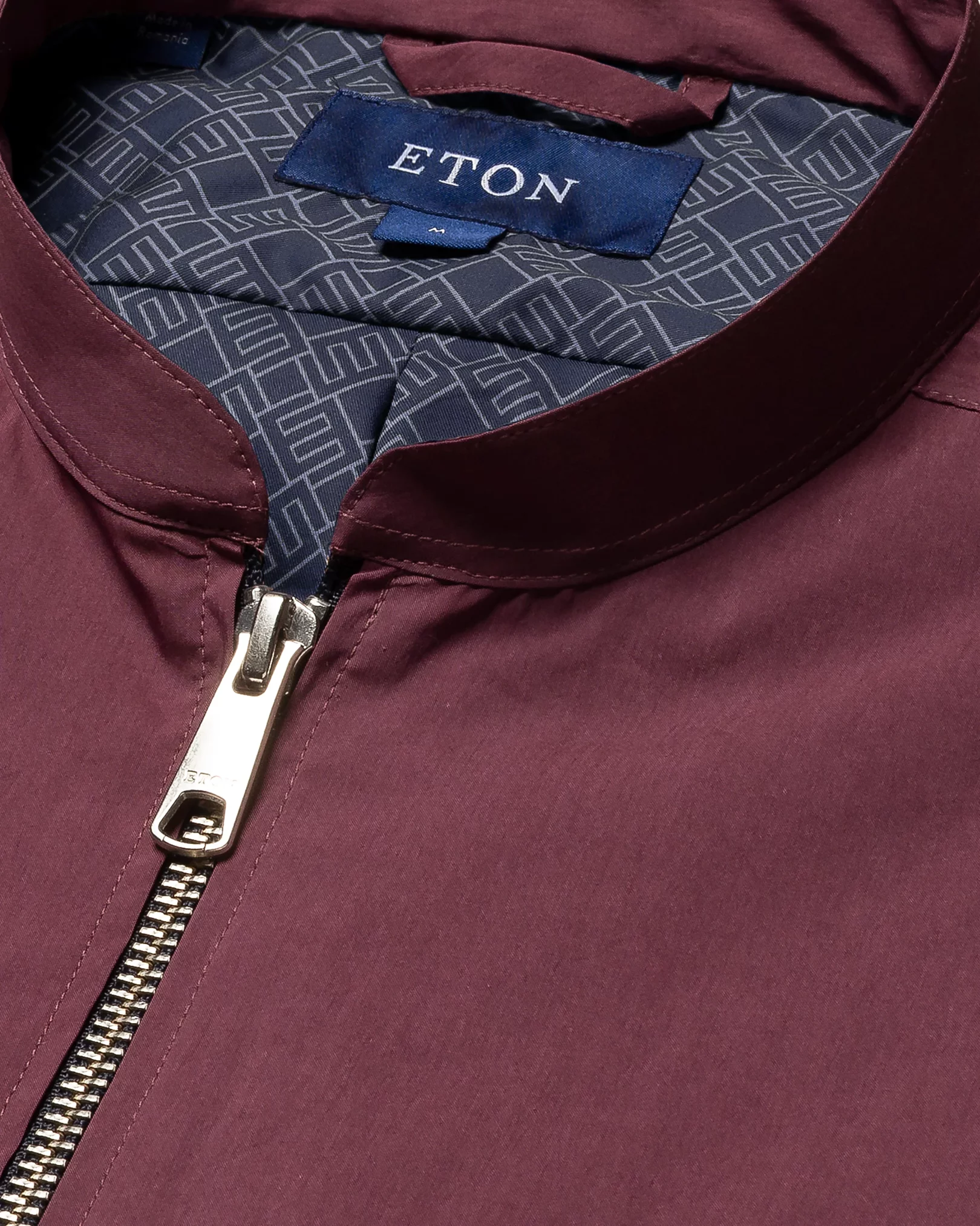 Eton - red cotton and nylon stand collar low sleeve less vest