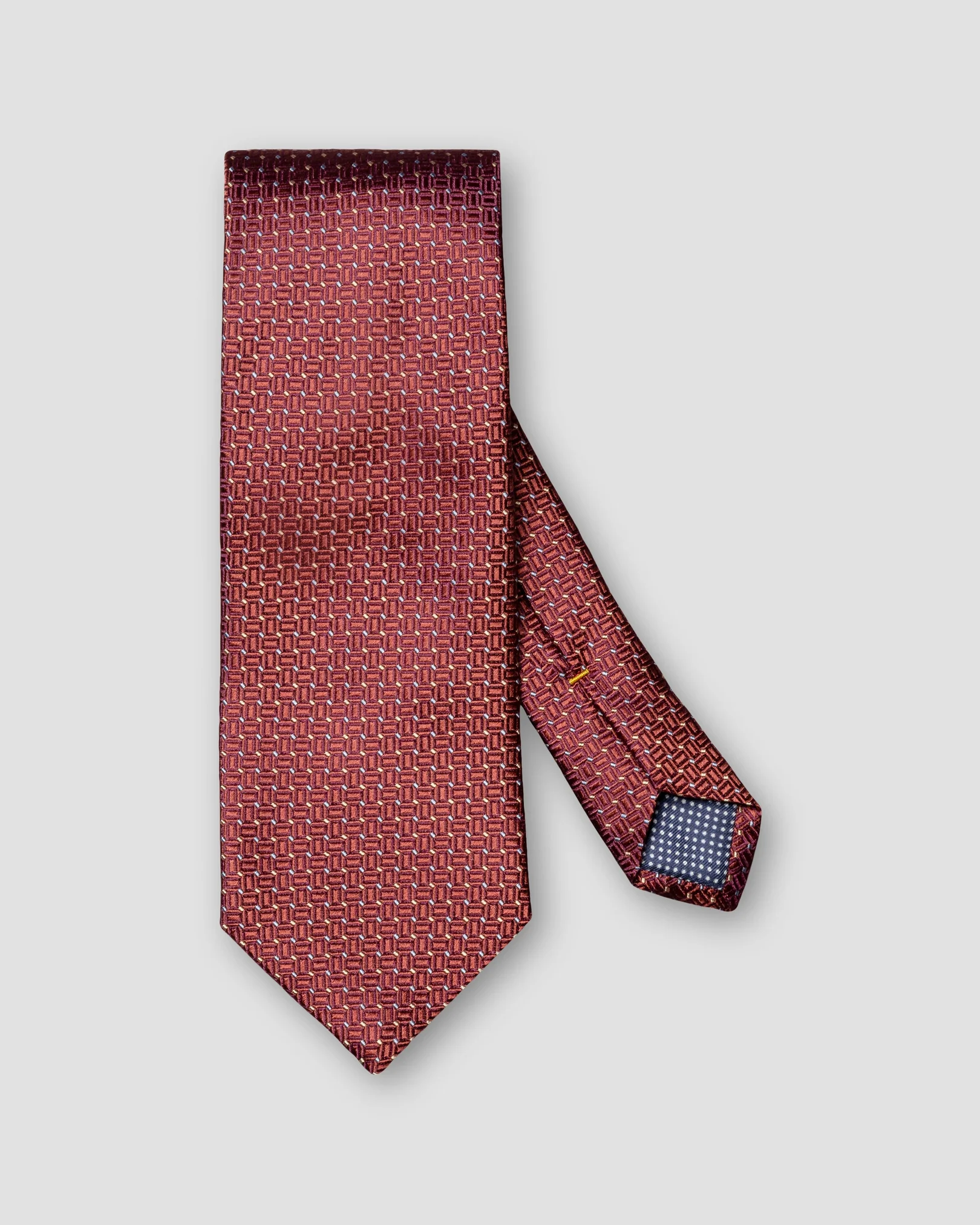 Eton - micro geometric woven silk tie dark red micro geometric woven silk tie