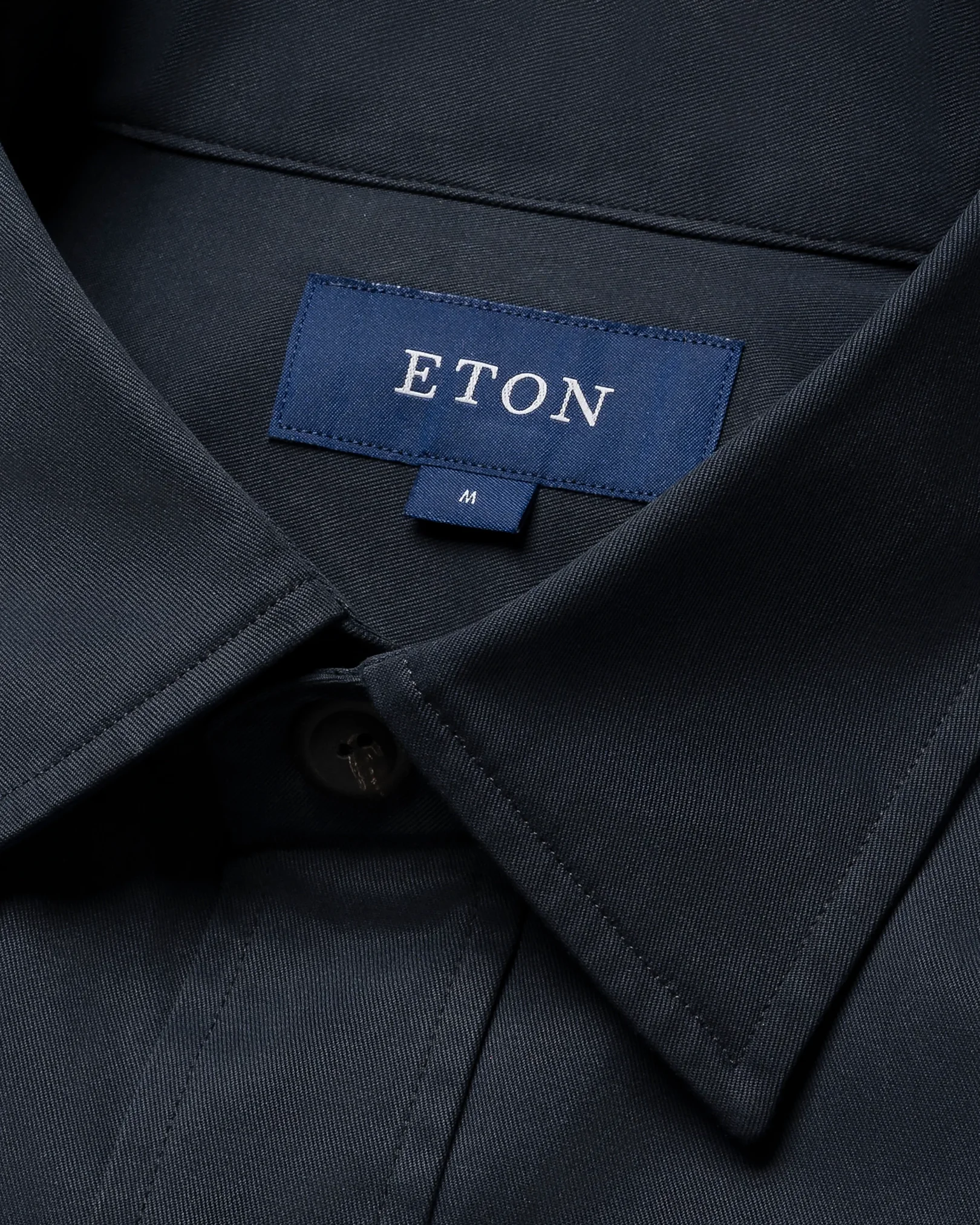 Eton - navy blue twill long pointed collar double rounded overshirt