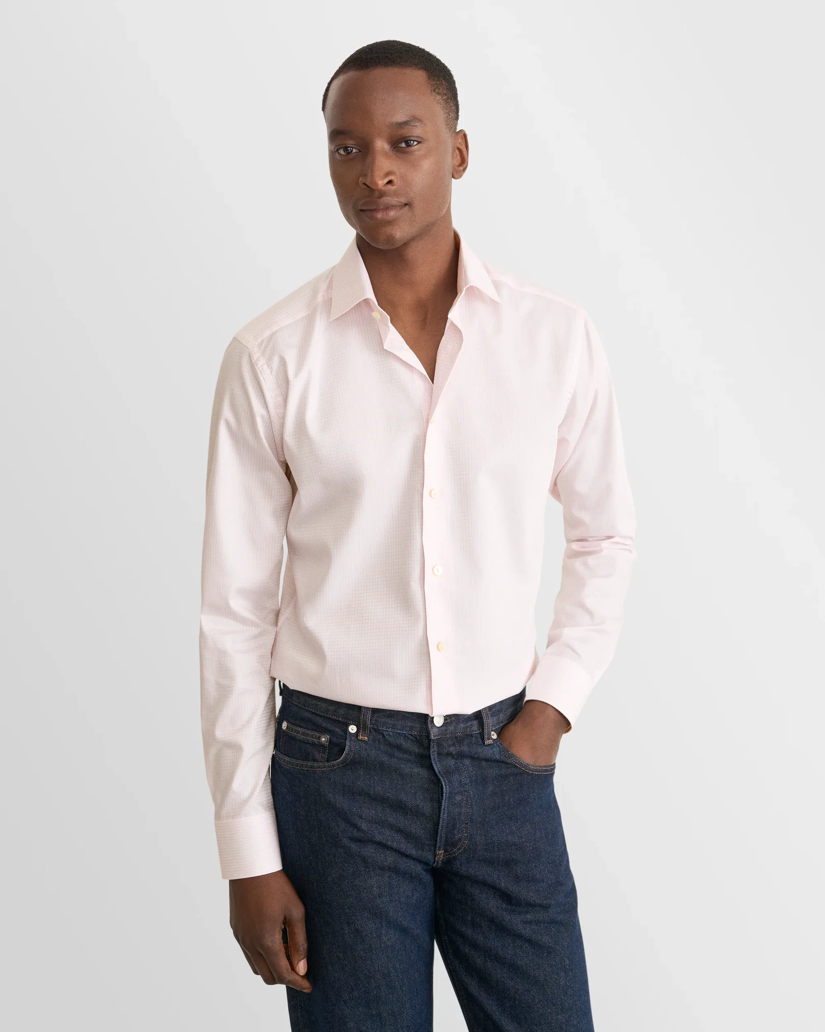 Eton - pink checked supima 120 shirt
