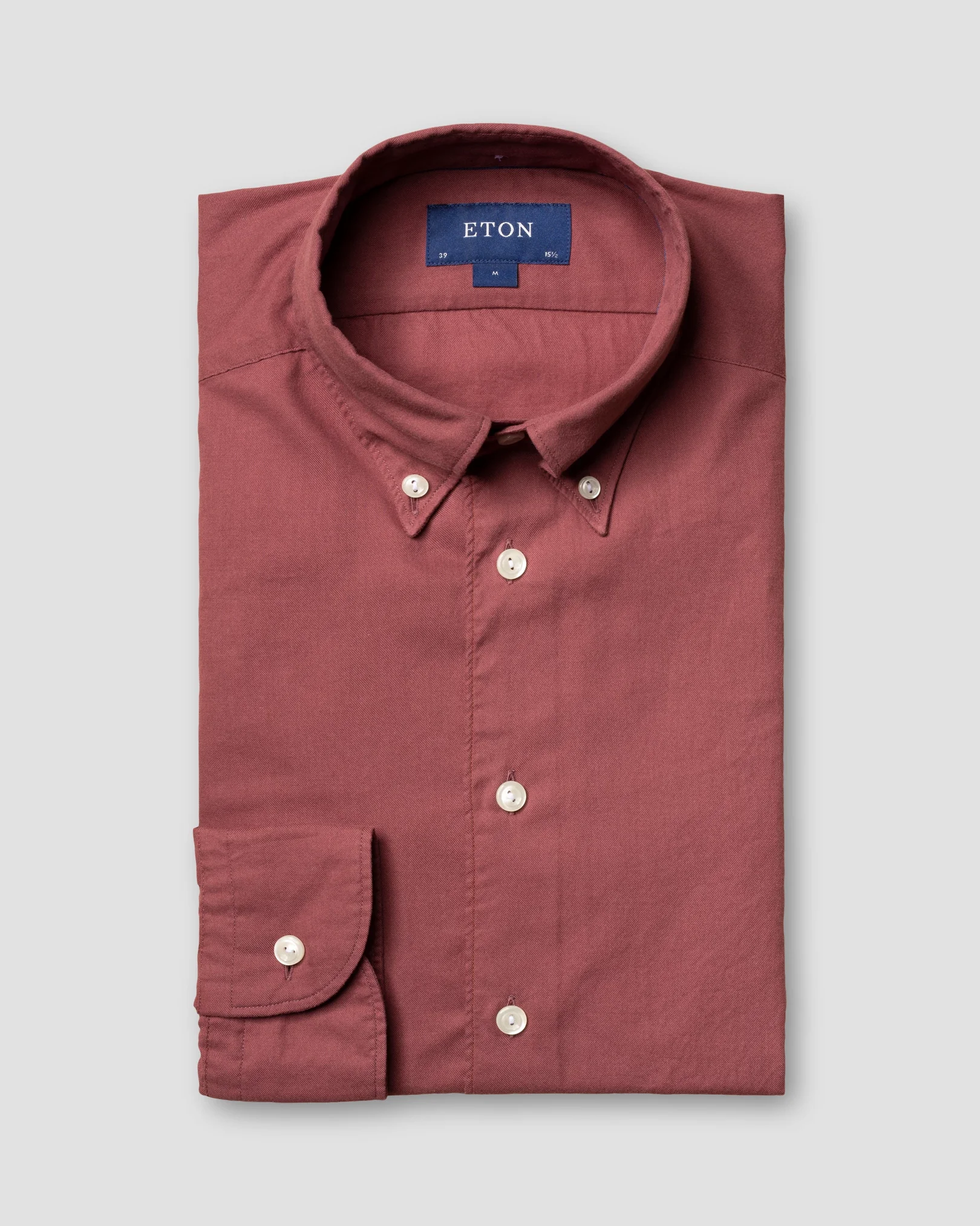 Eton - dusty red lightweight flannel shirt