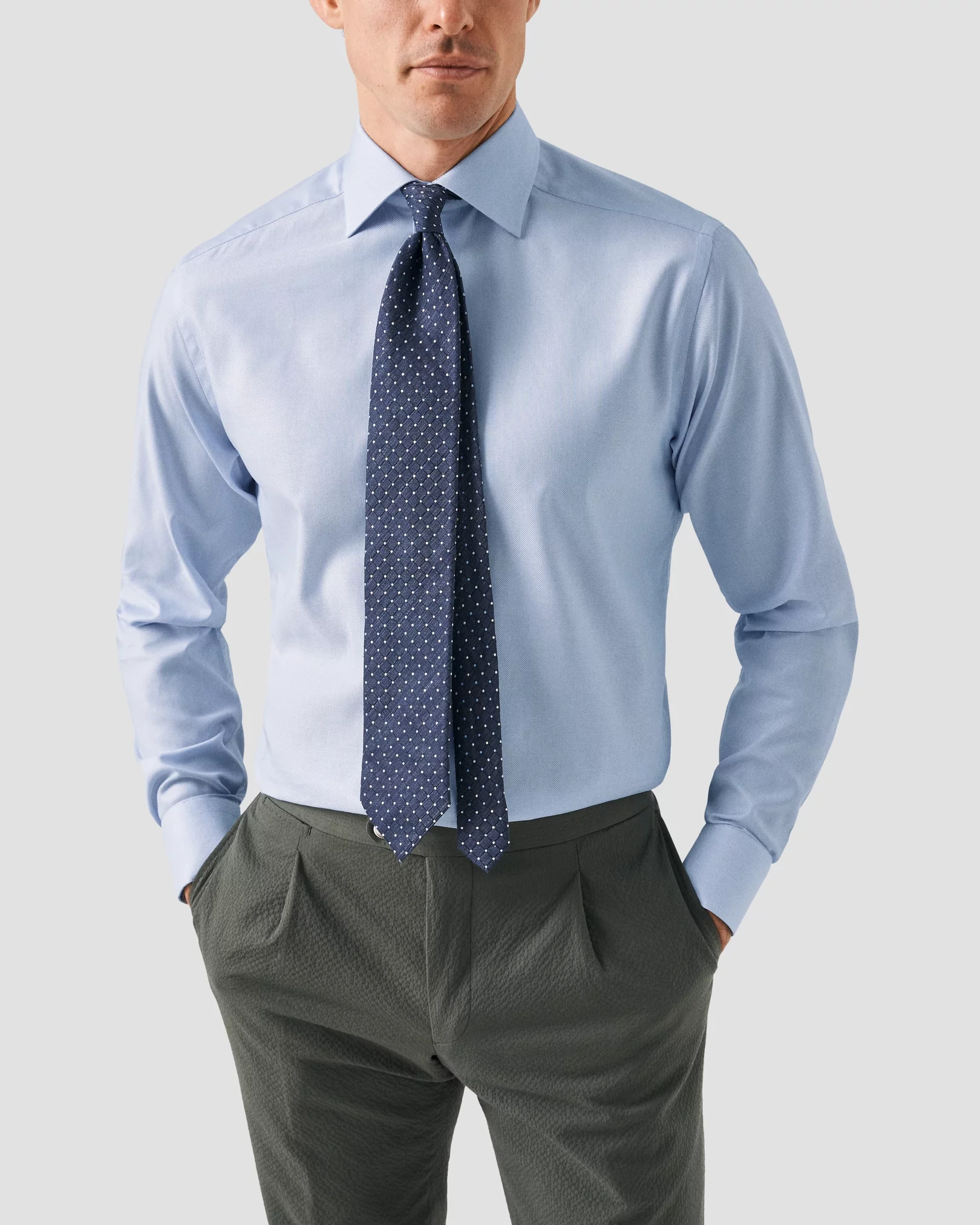 Eton - light blue contrast lyocell shirt