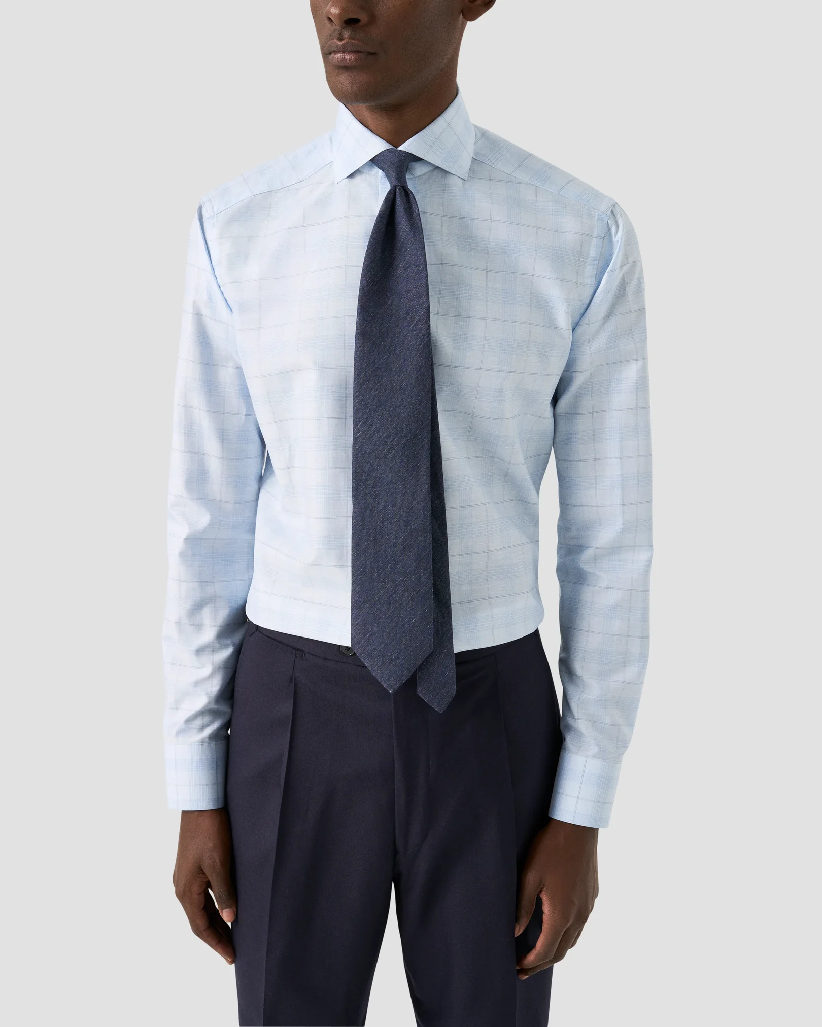 Eton - check cotton linen shirt