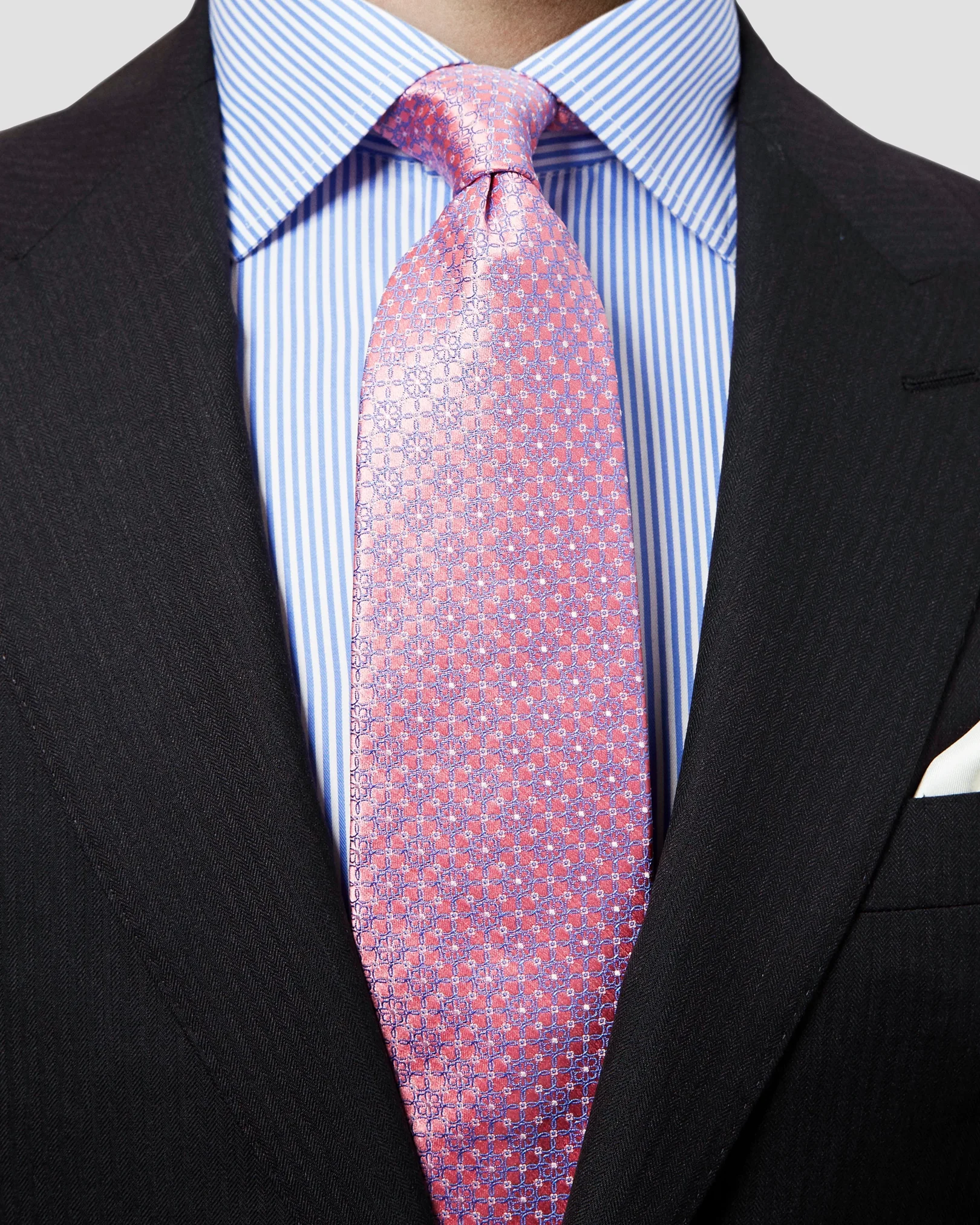 Eton - pink floral woven silk tie