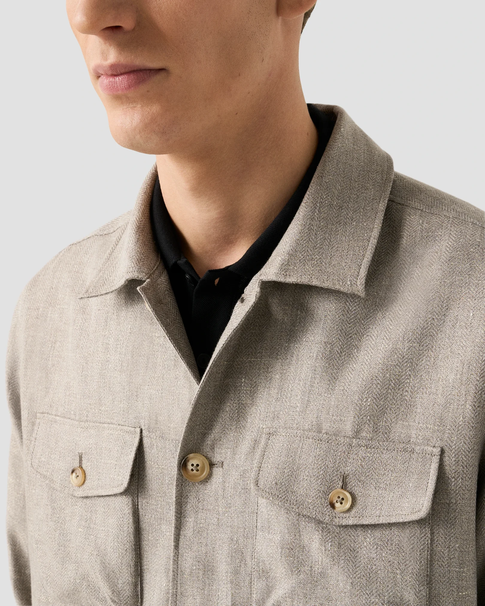 Eton - four pocket linen lyocell shirt jacket beige four pocket