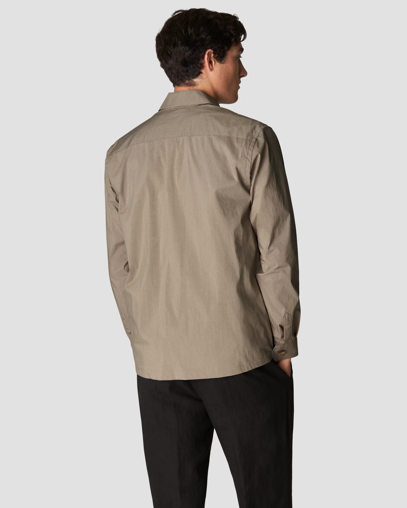 Eton - dark brown cotton and nylon overshirt