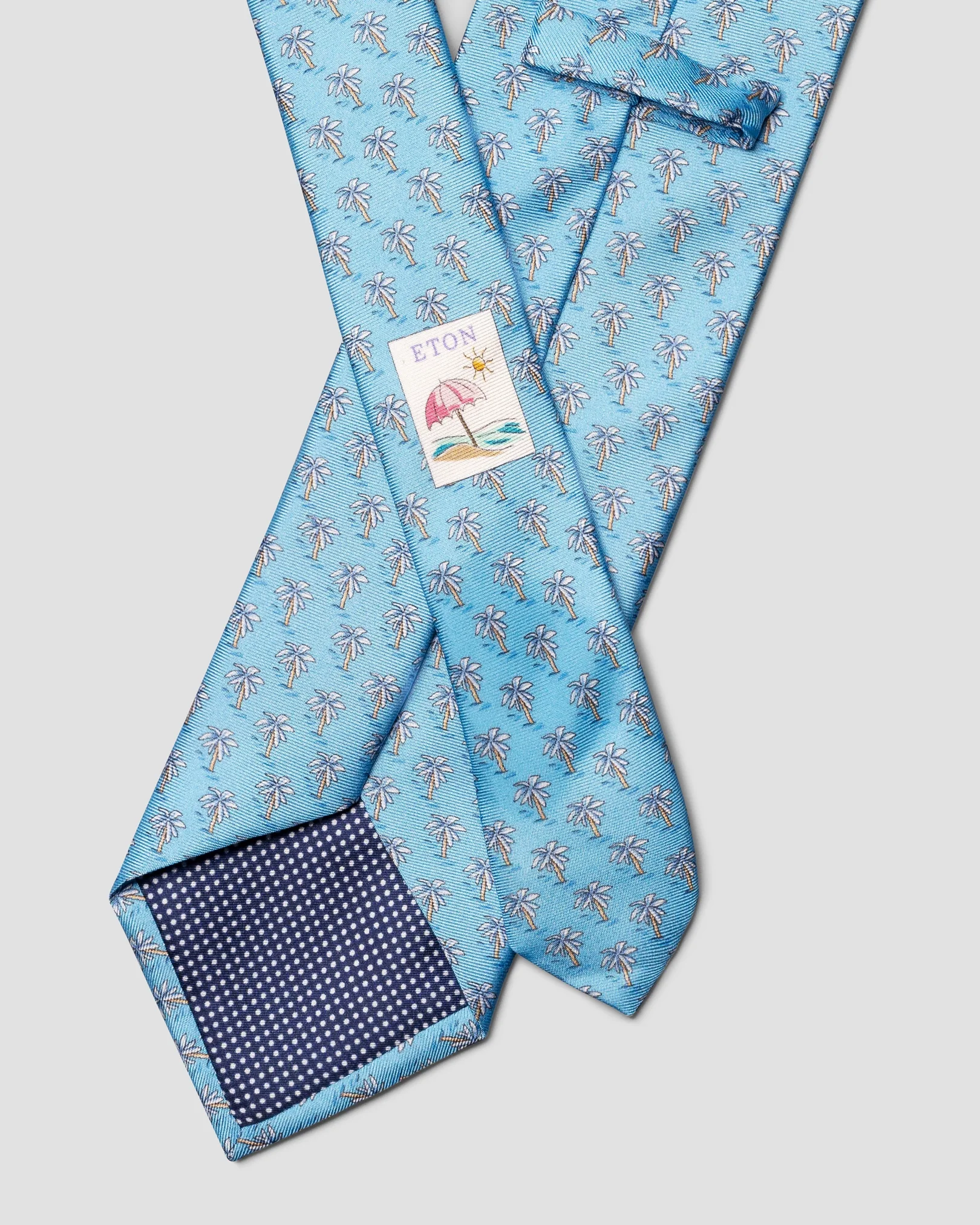 Eton - mid blue motif print silk tie