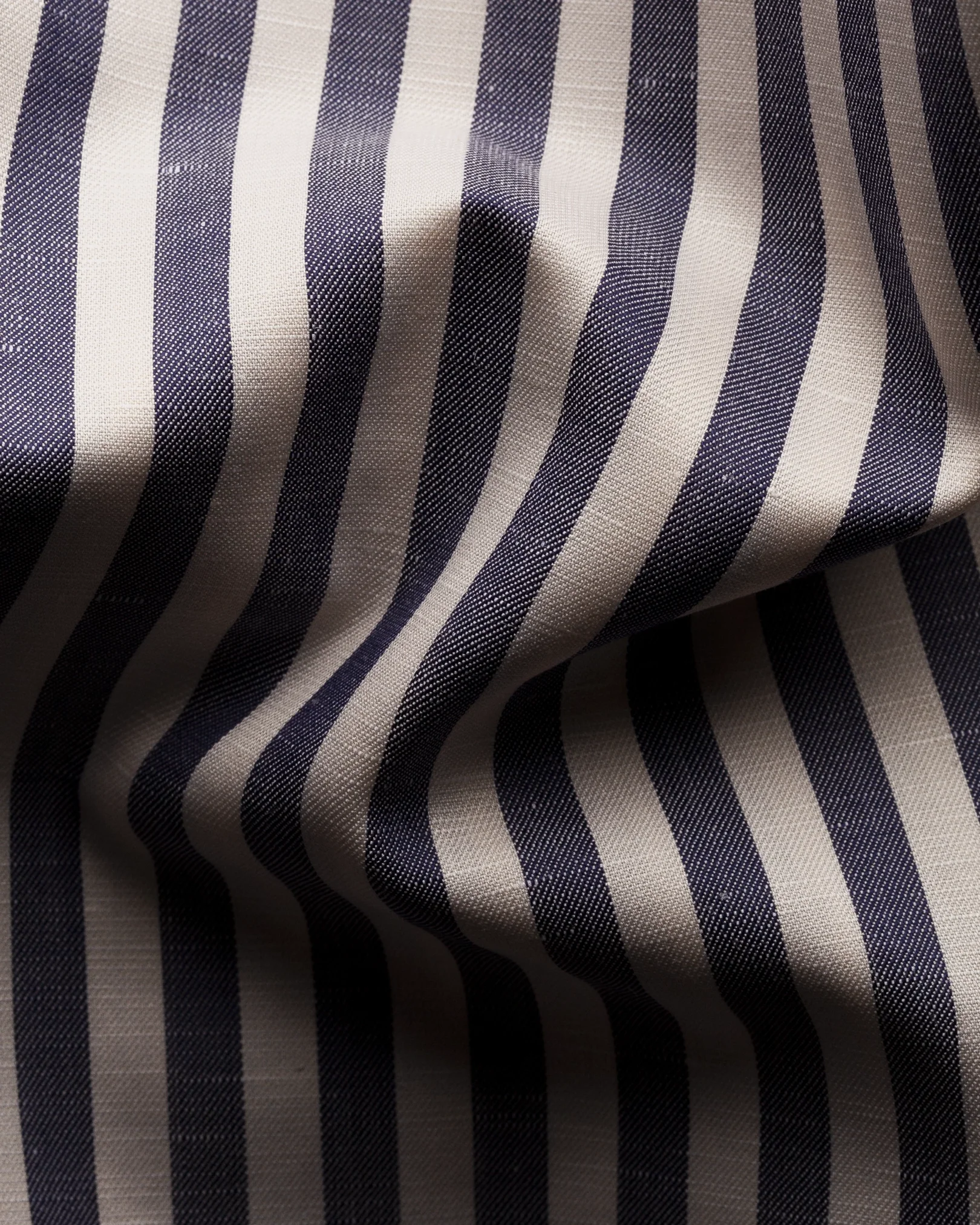 Eton - navy blue bengal stripe linen cotton shirts
