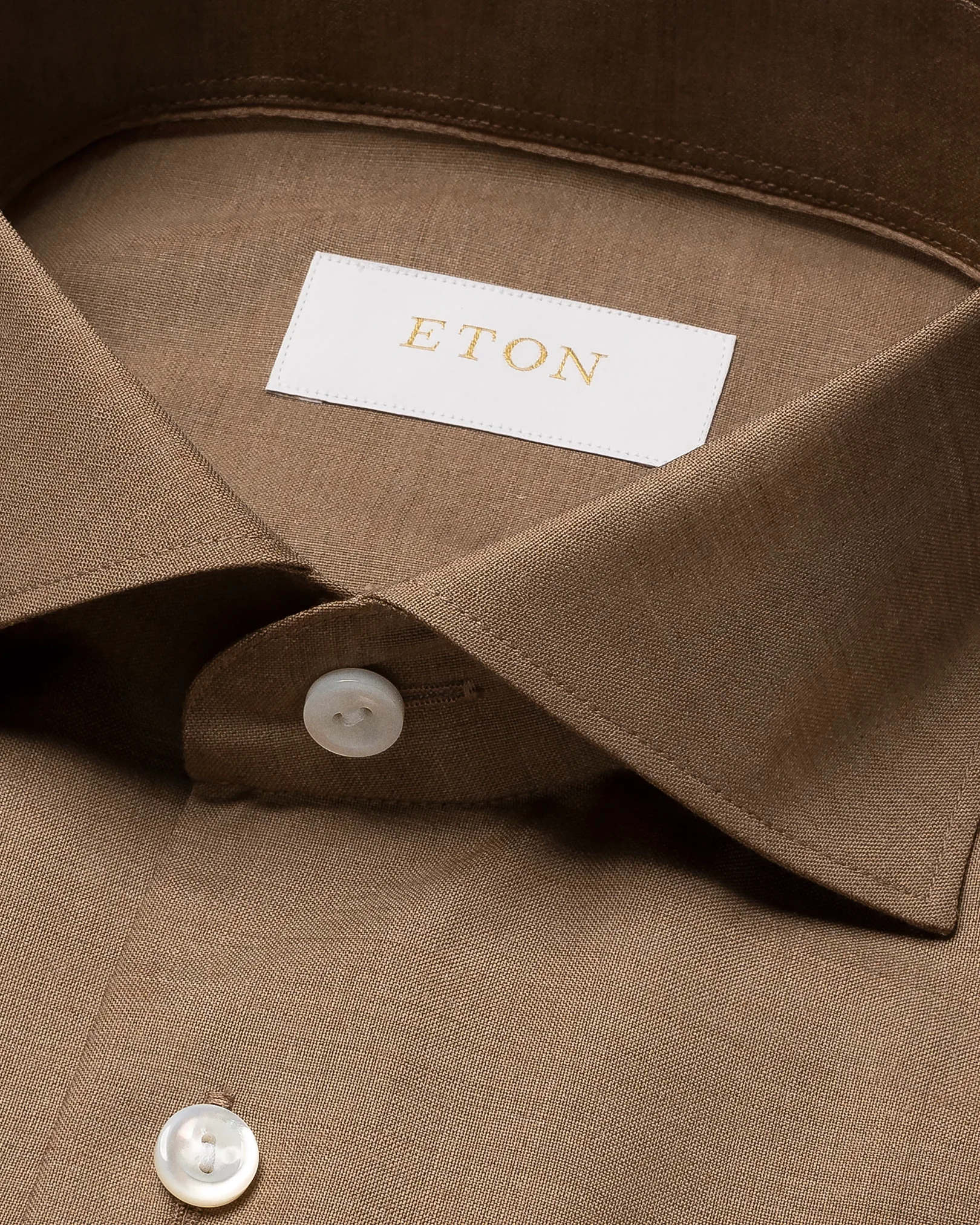 Eton - beige solid merino cashmere shirt