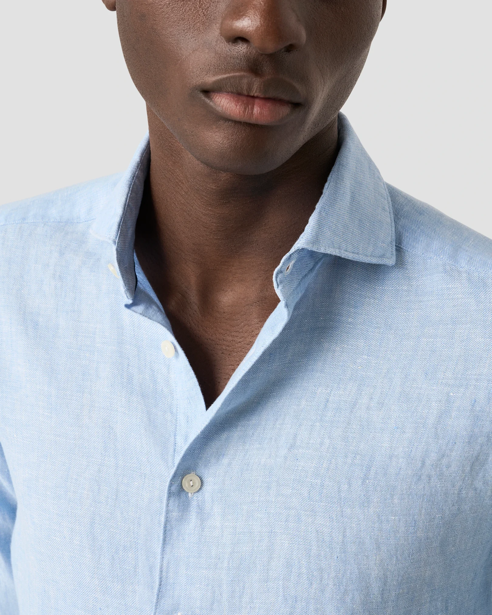 Eton - light blue solid twill linen shirt