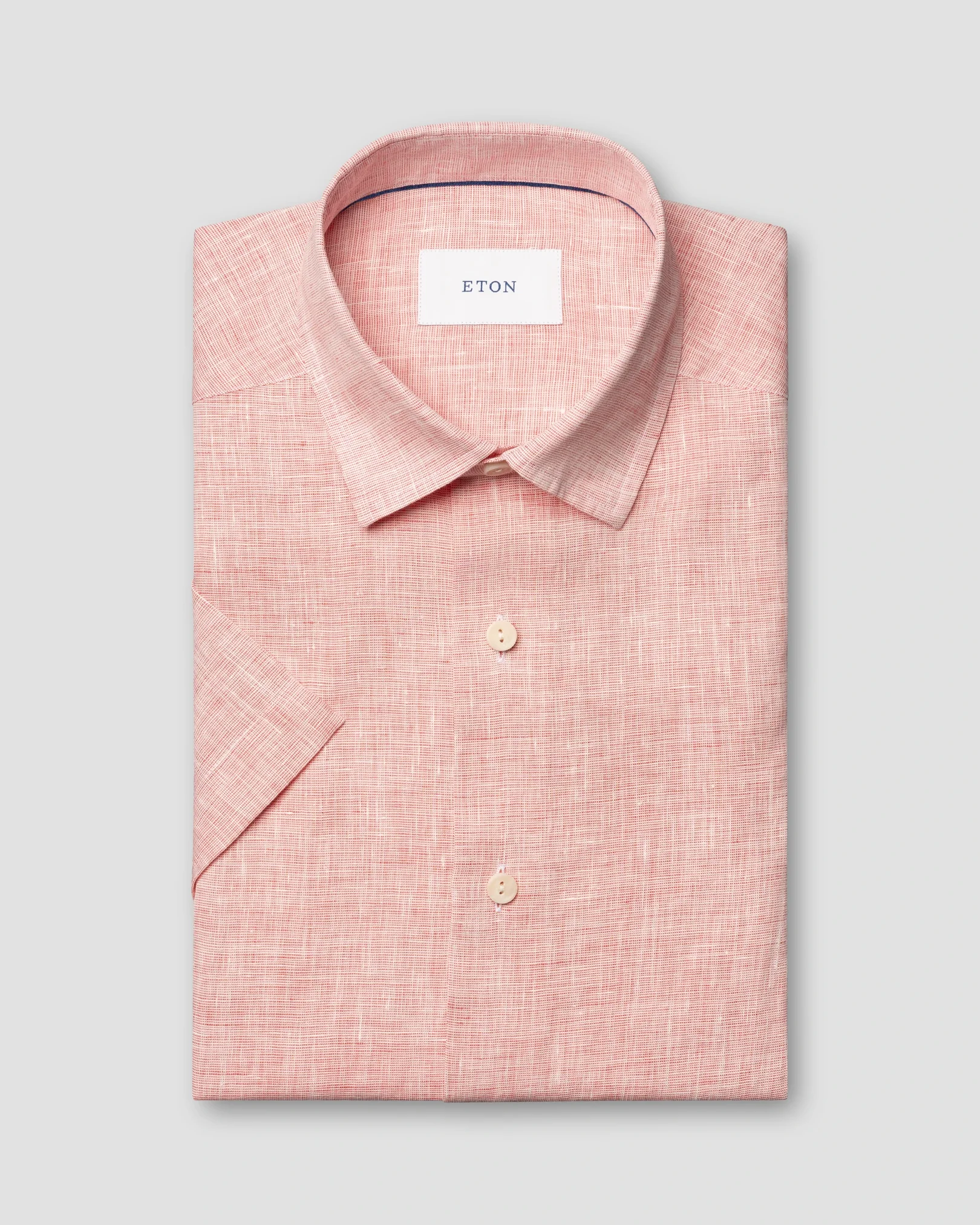 Eton - pink solid linen short sleeve shirt