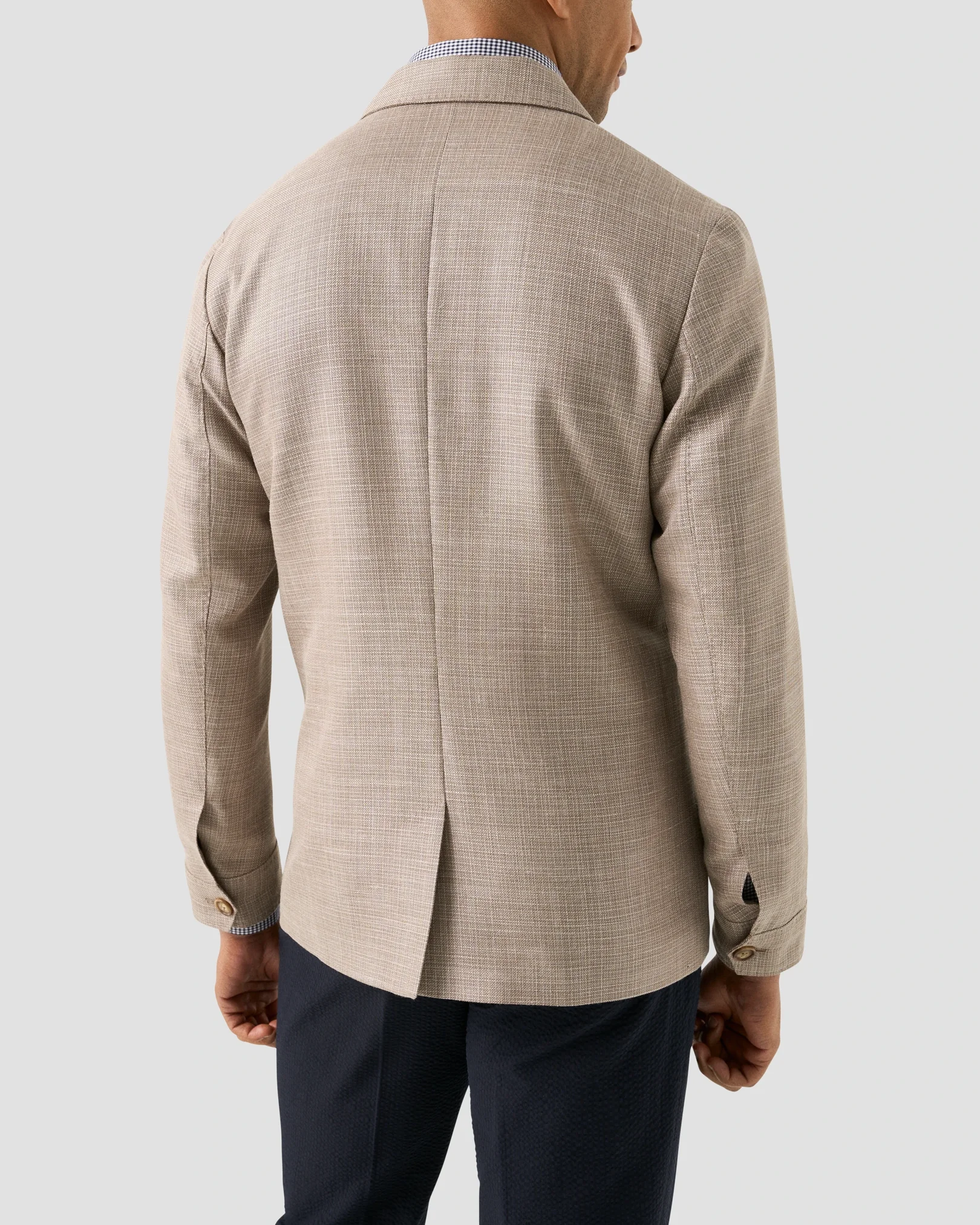 Eton - beige sartorial wool silk and linen overshirt