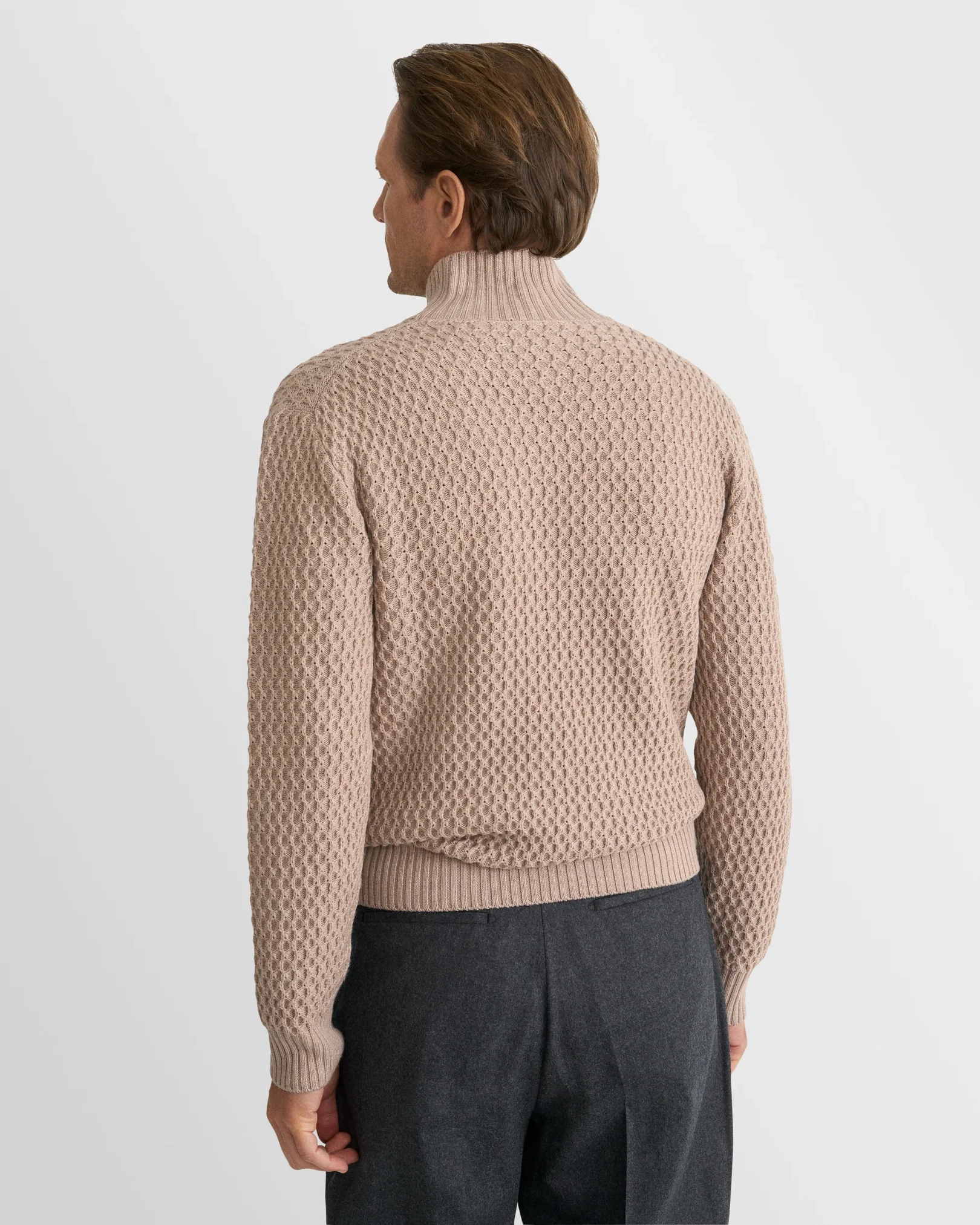 Eton - beige merino heavy structure turtle neck