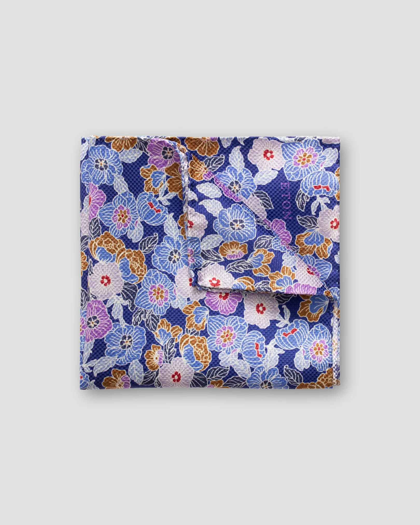 Eton - blue retro flower print pocket square