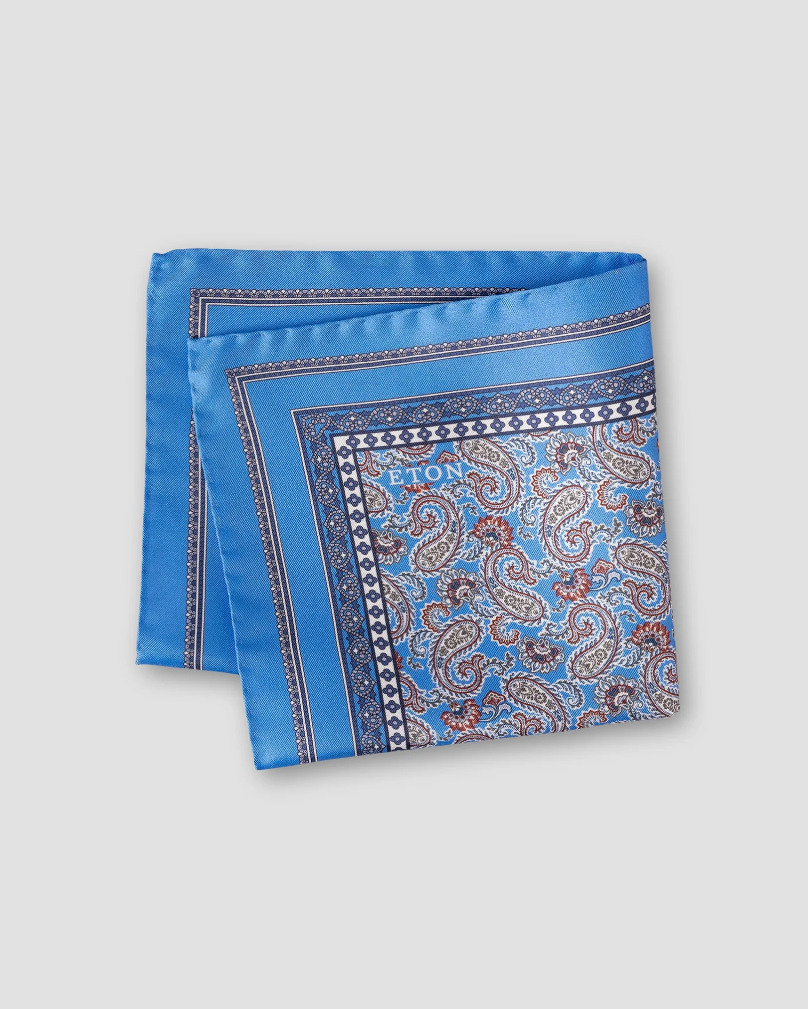 Eton - blue paisley silk twill pocket square