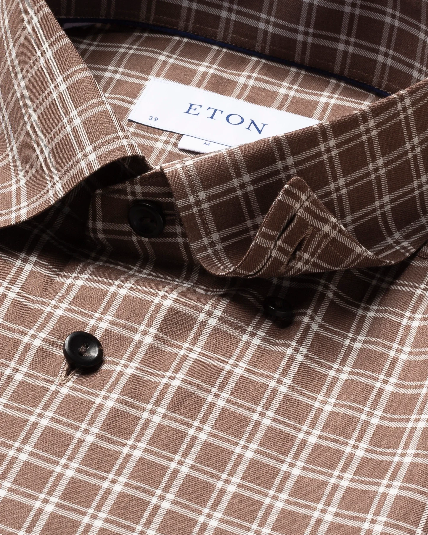 Eton - brown white checked flanell shirt