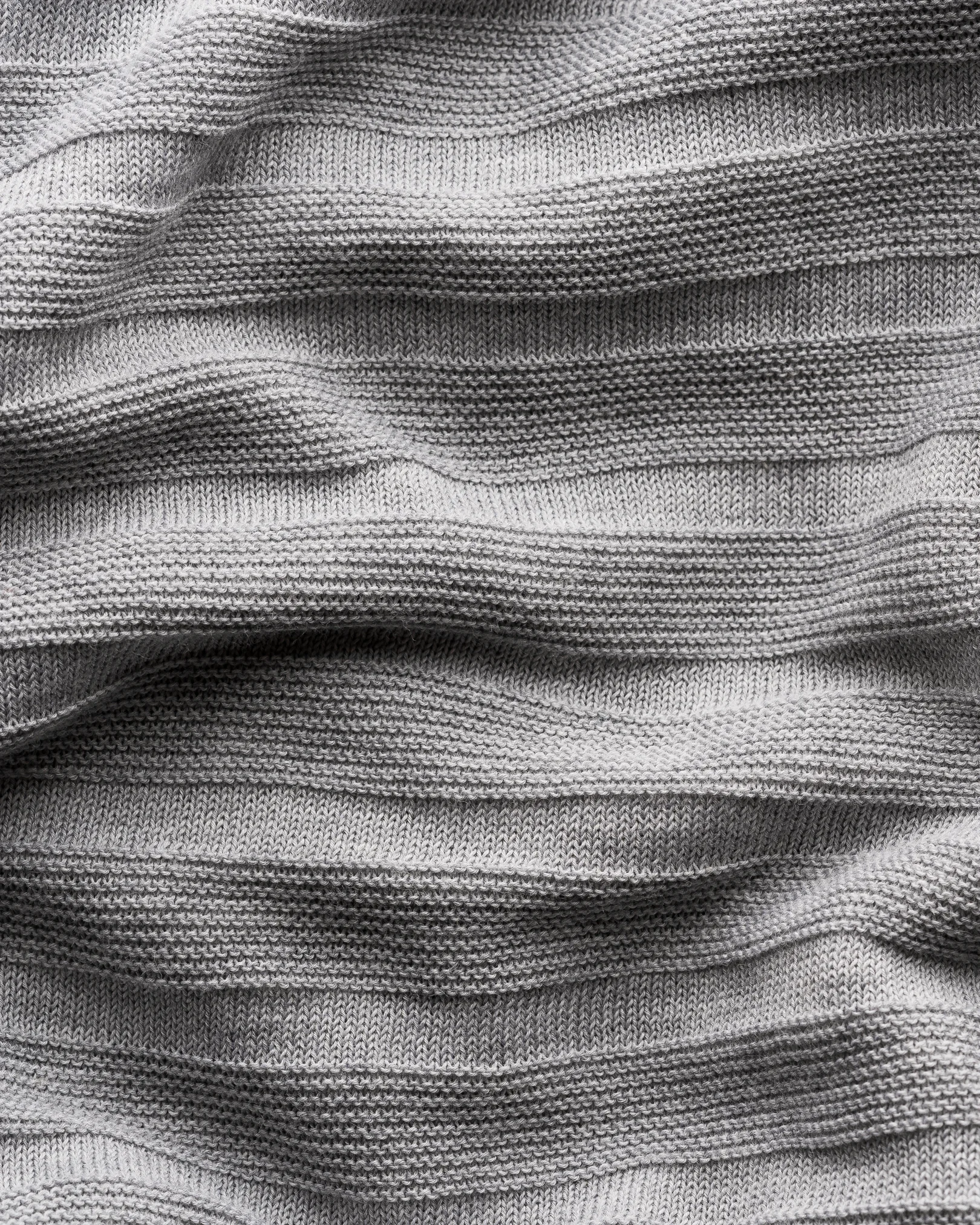 Eton - light grey horisontal striped fine knit polo shirt