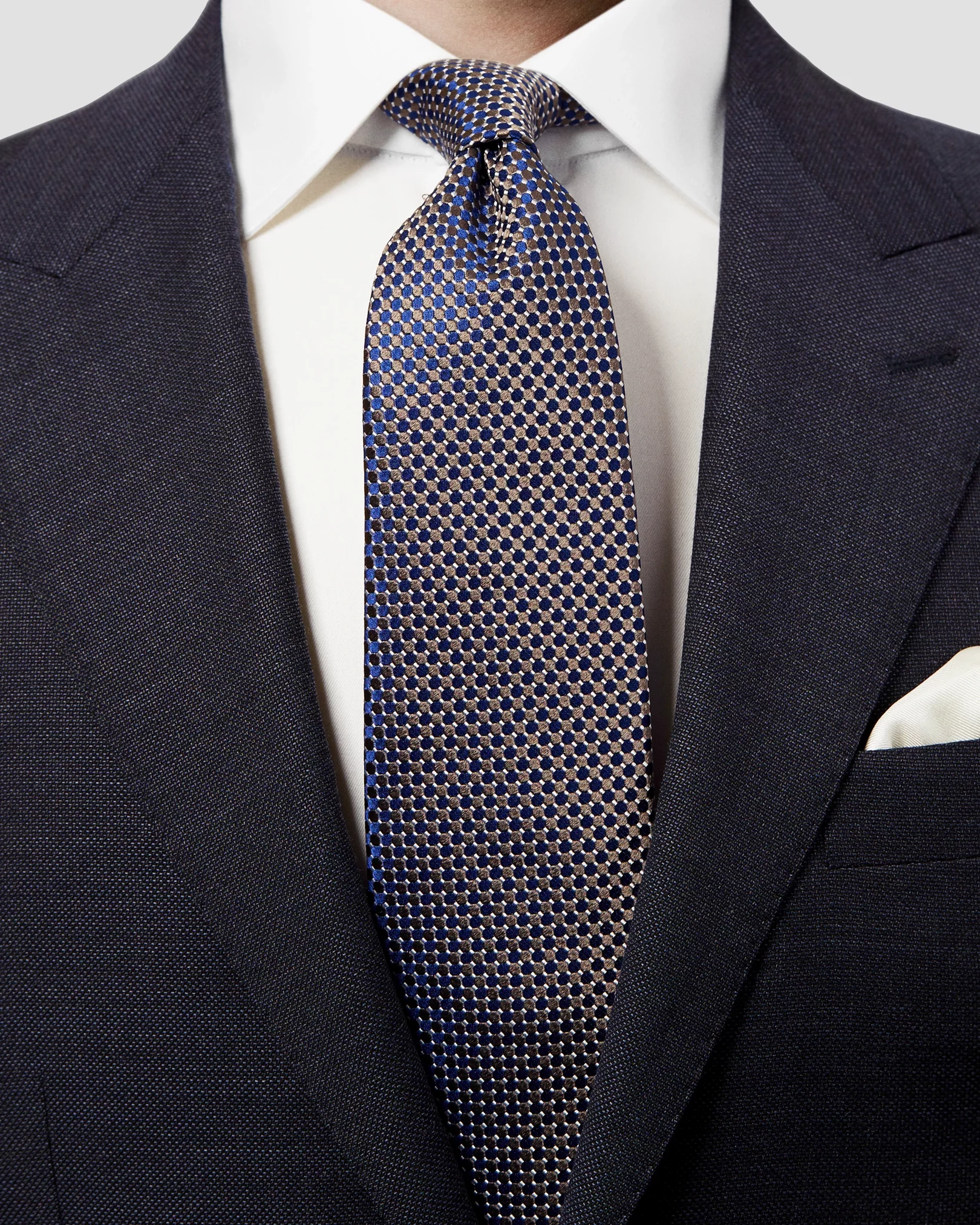 Eton - brown geometric silk tie