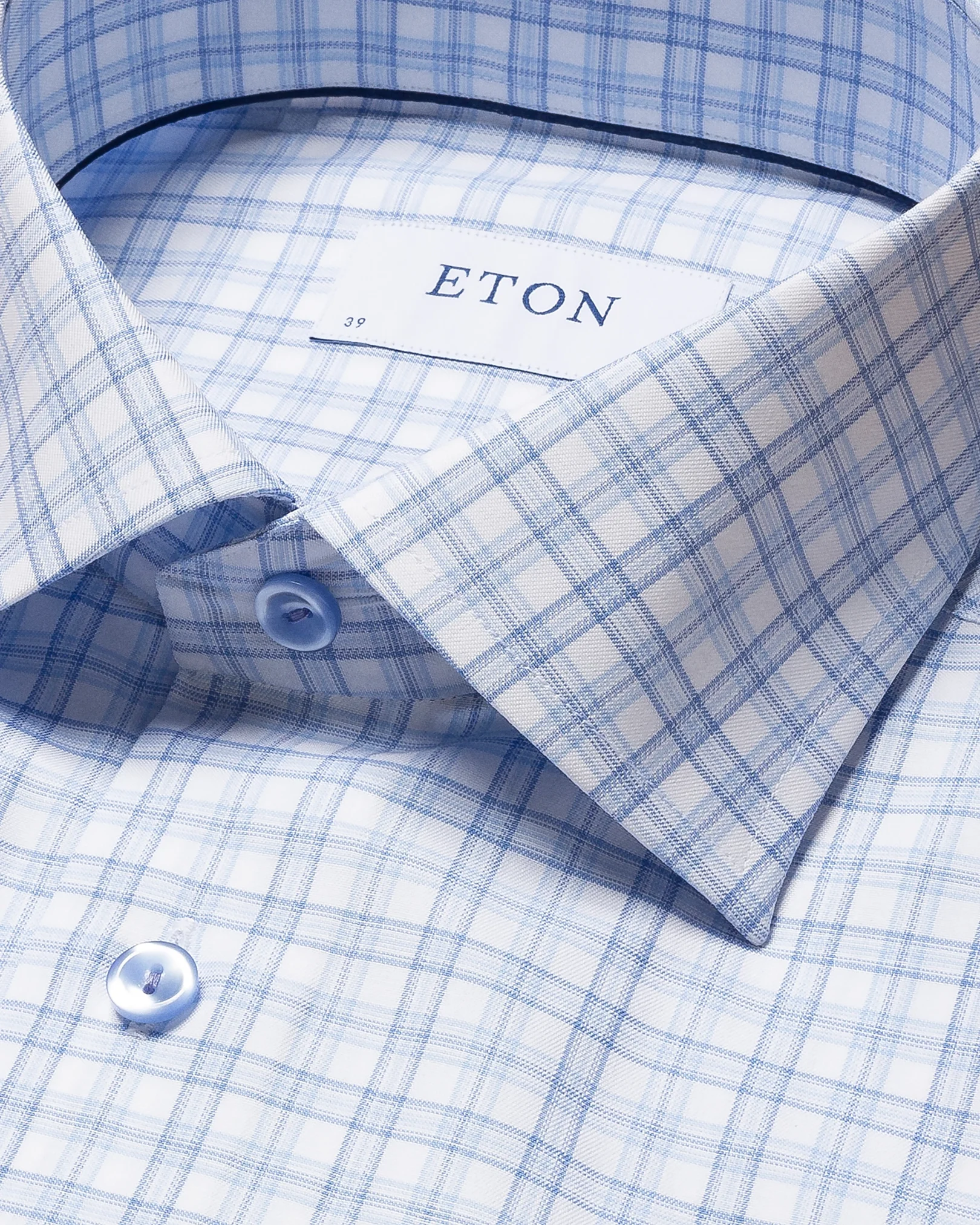 Eton - light blue cotton lyocell stretch cut away single slim