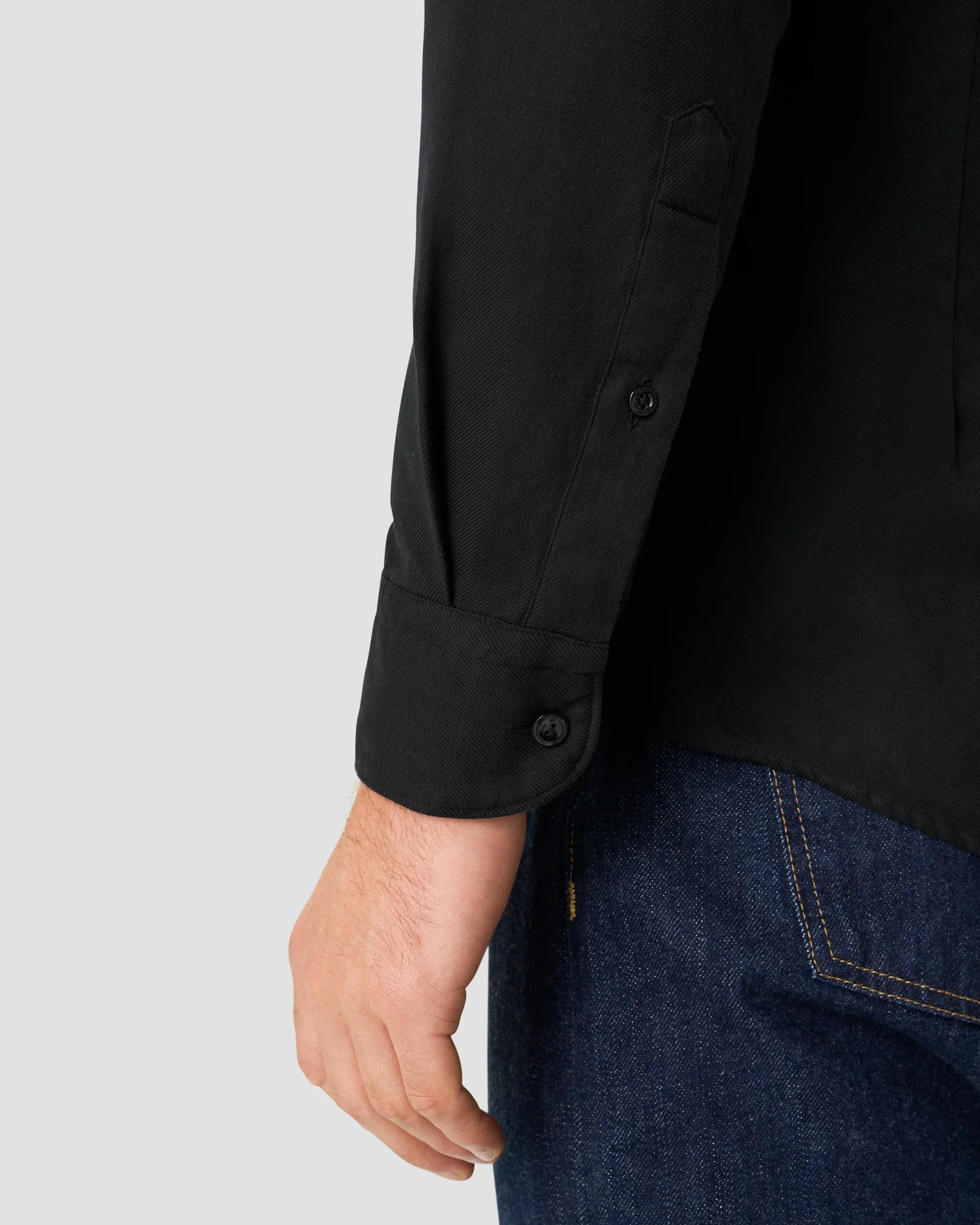 Eton - flanell solid black shirt