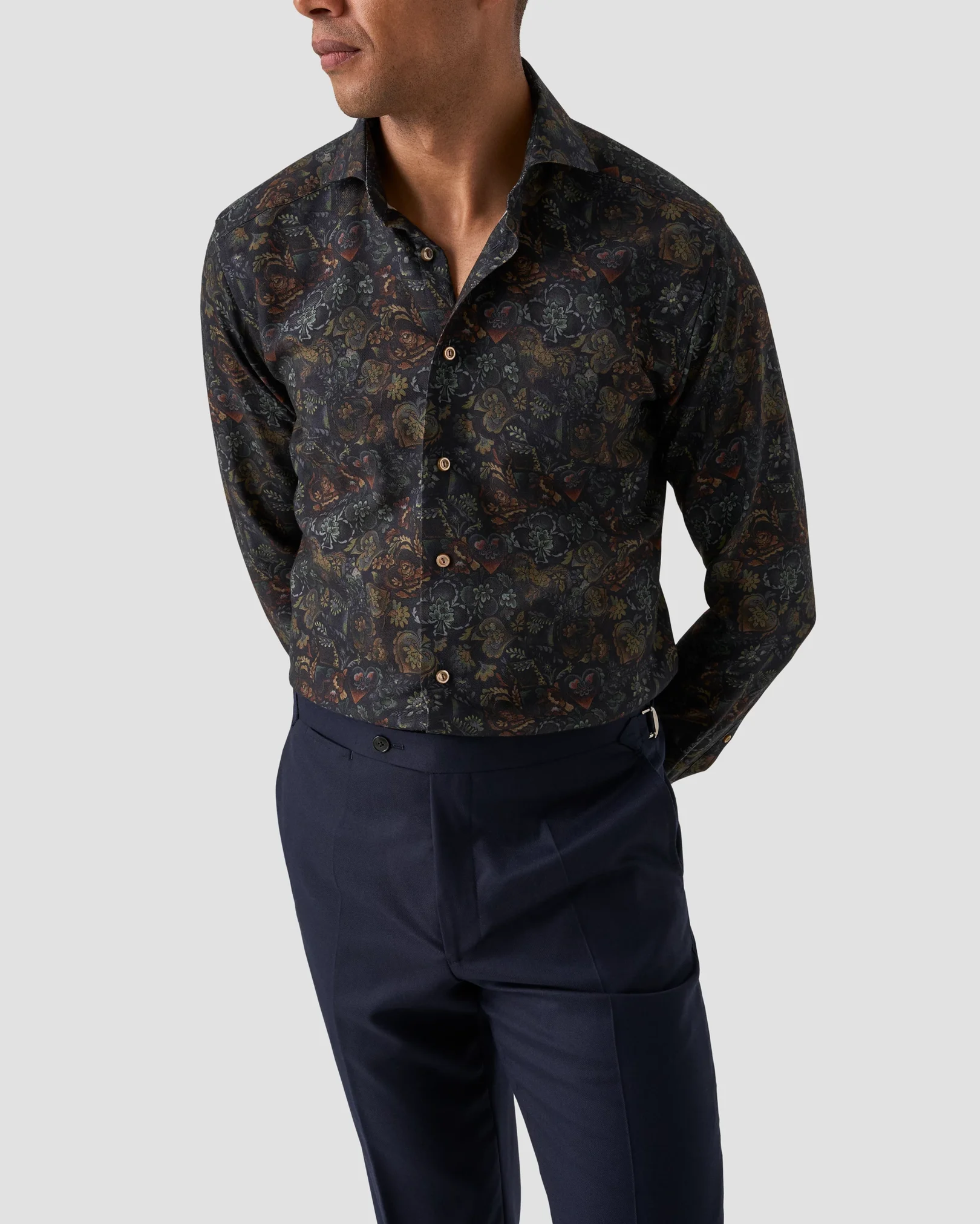 Eton - Chemise en Laine Mérinos à Motifs Floraux