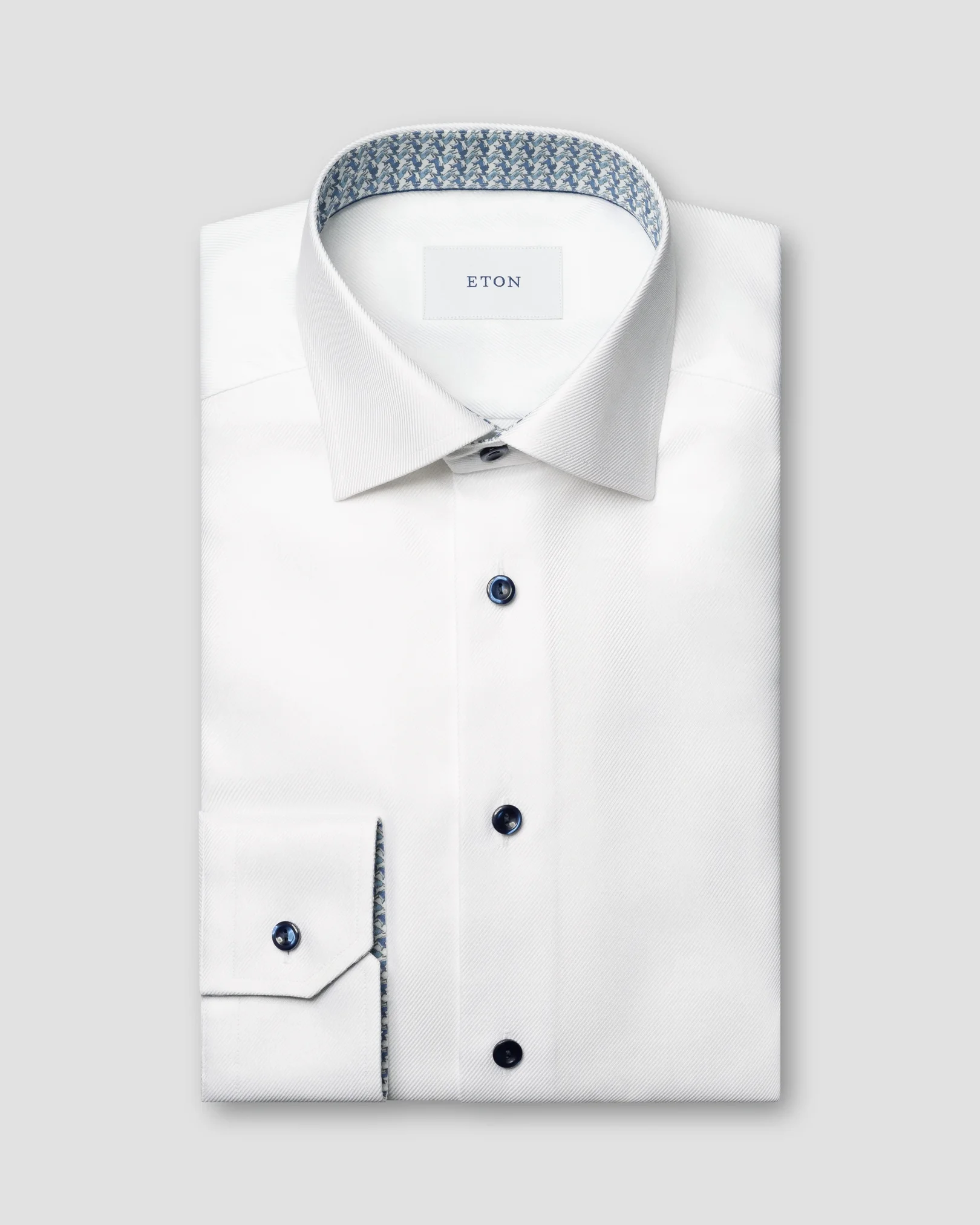 Eton - geometric effect textured twill shirt