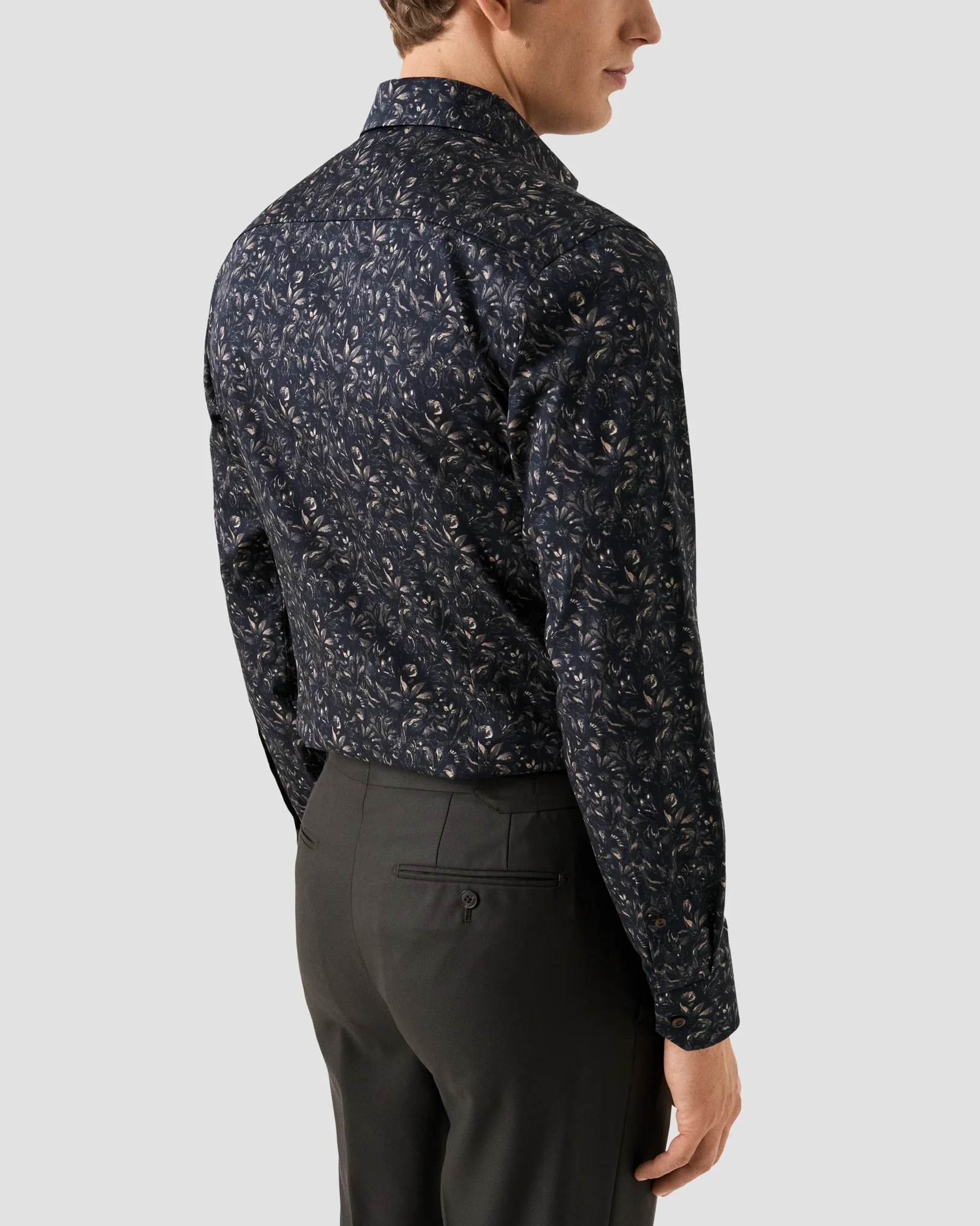 Eton - navy floral twill shirt