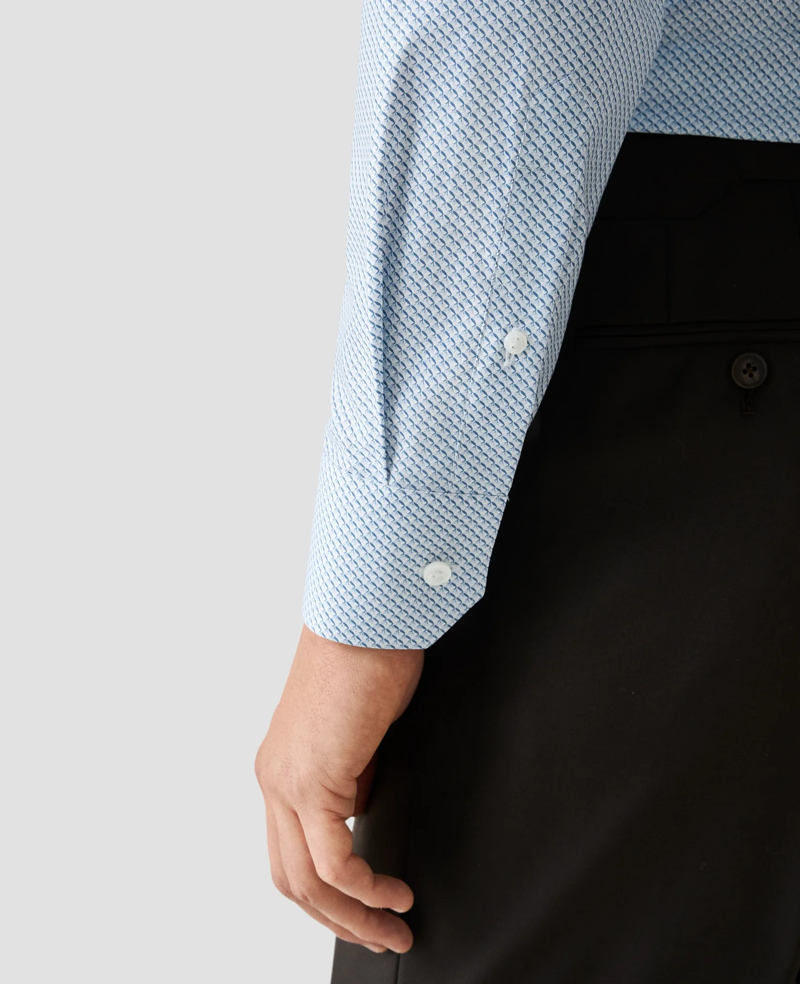 Eton - light blue micro olive fine twill shirt