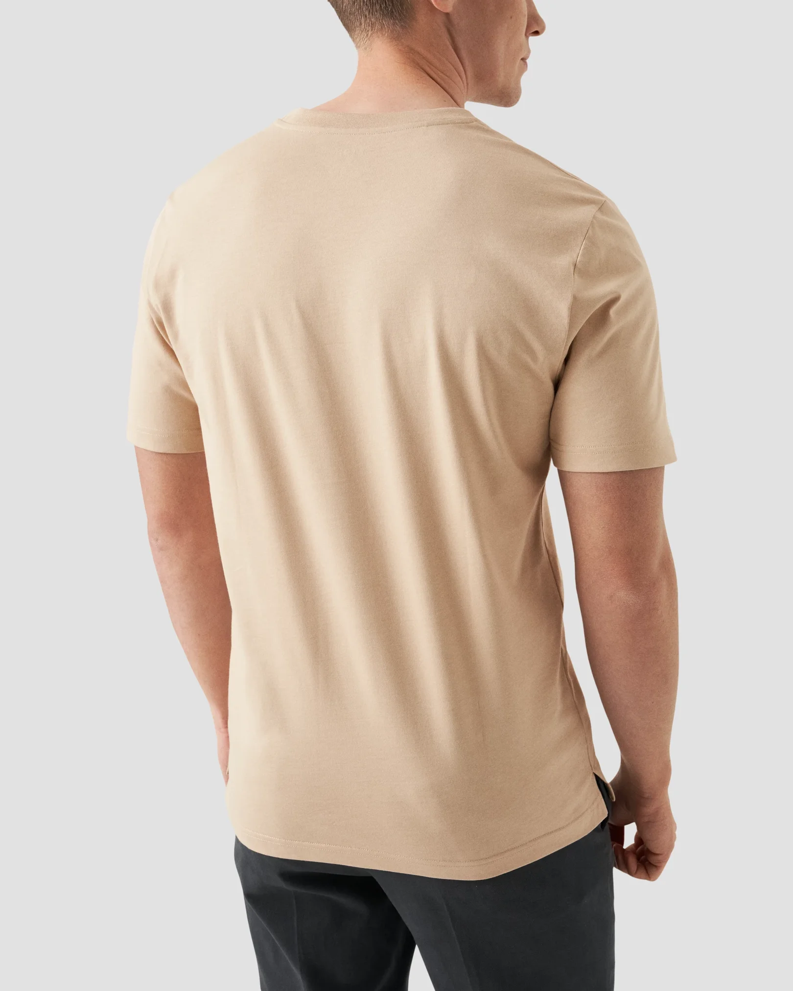 Eton - T-shirt marron clair en coton Supima