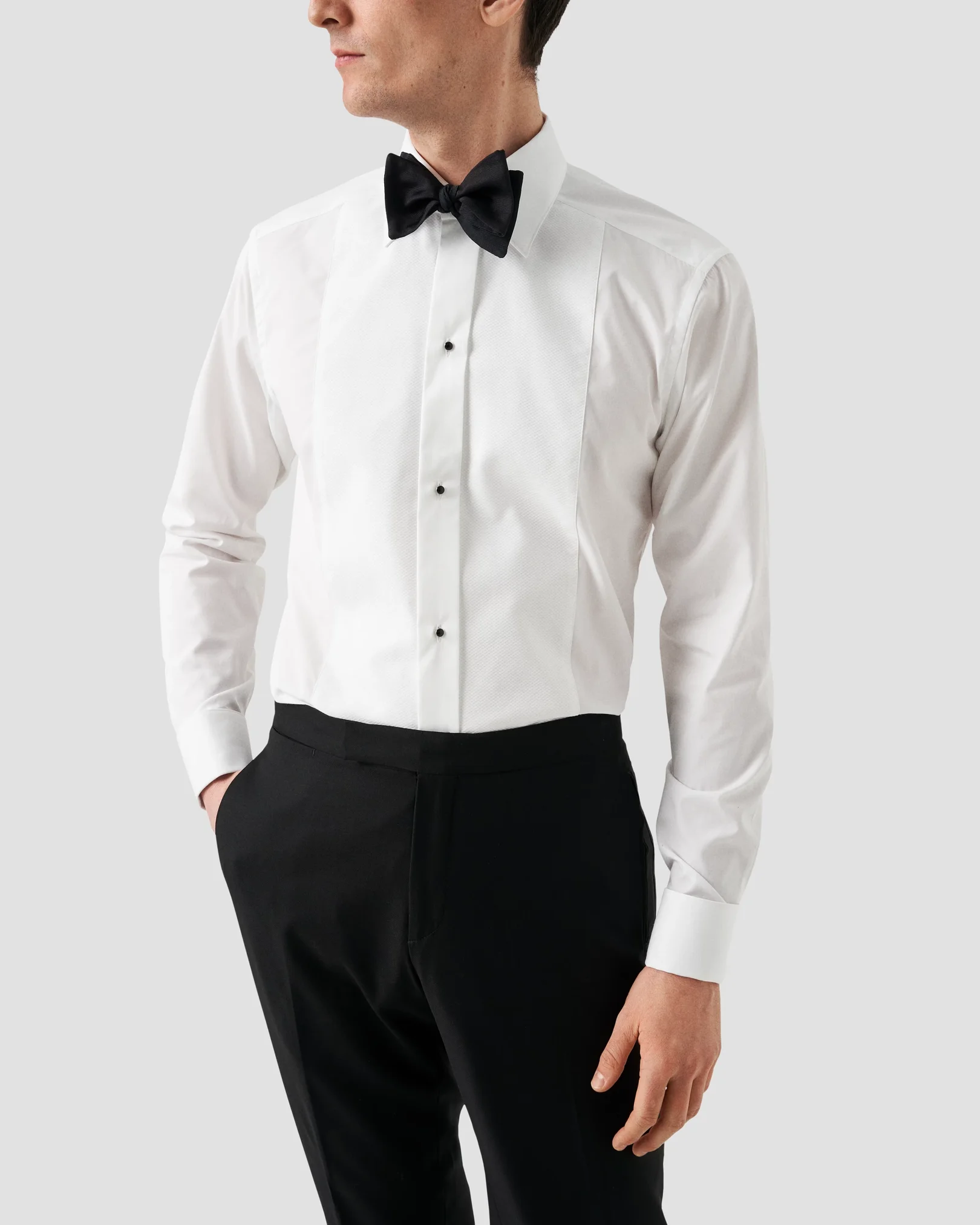 Eton - white pique bib front tuxedo shirt we1