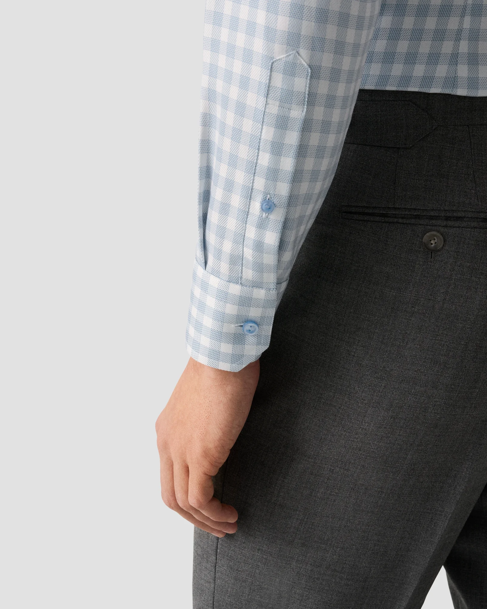 Eton - mid blue check signature twill shirt