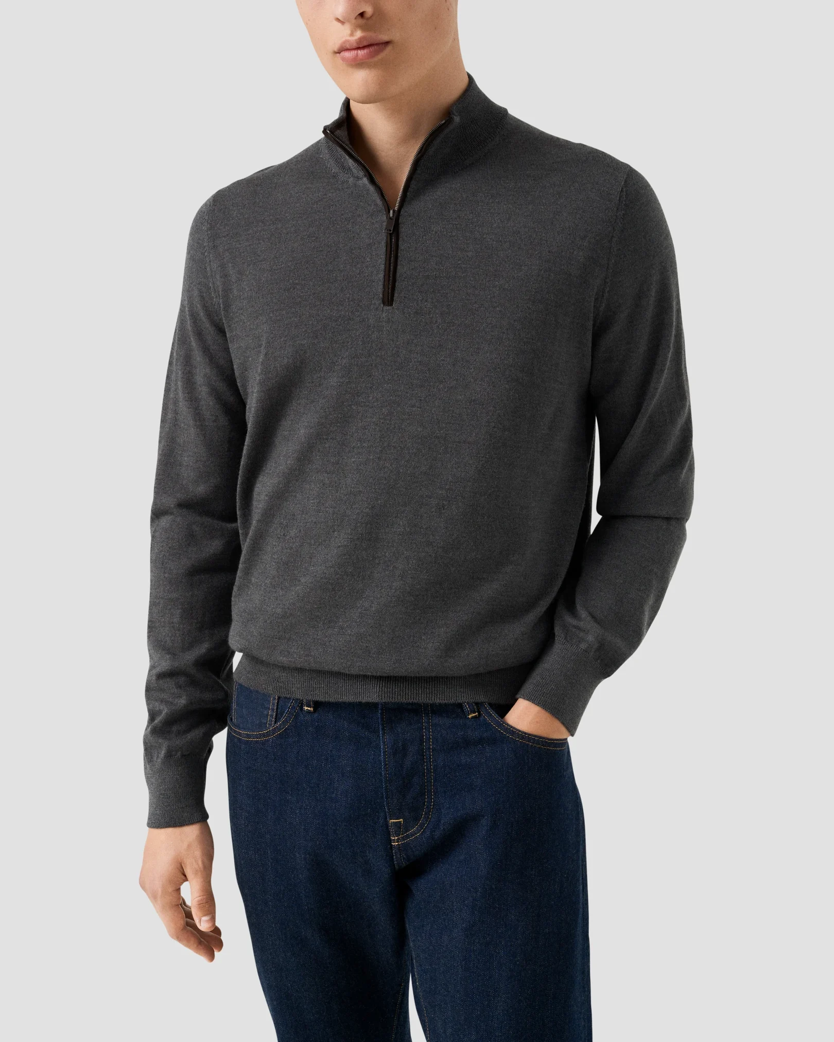 Eton - merino quarter zip knit sweater
