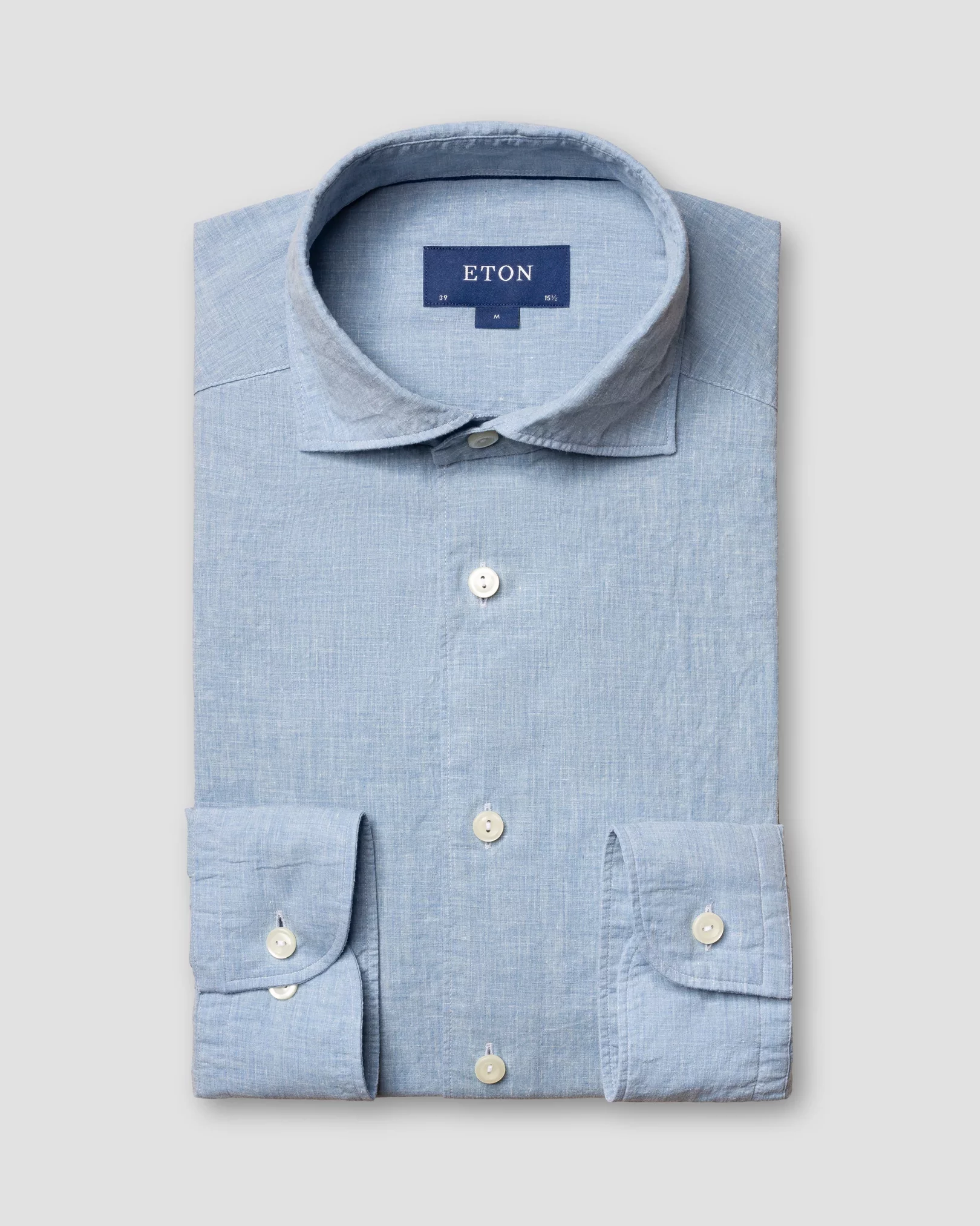 Eton - light blue cotton linen shirt soft