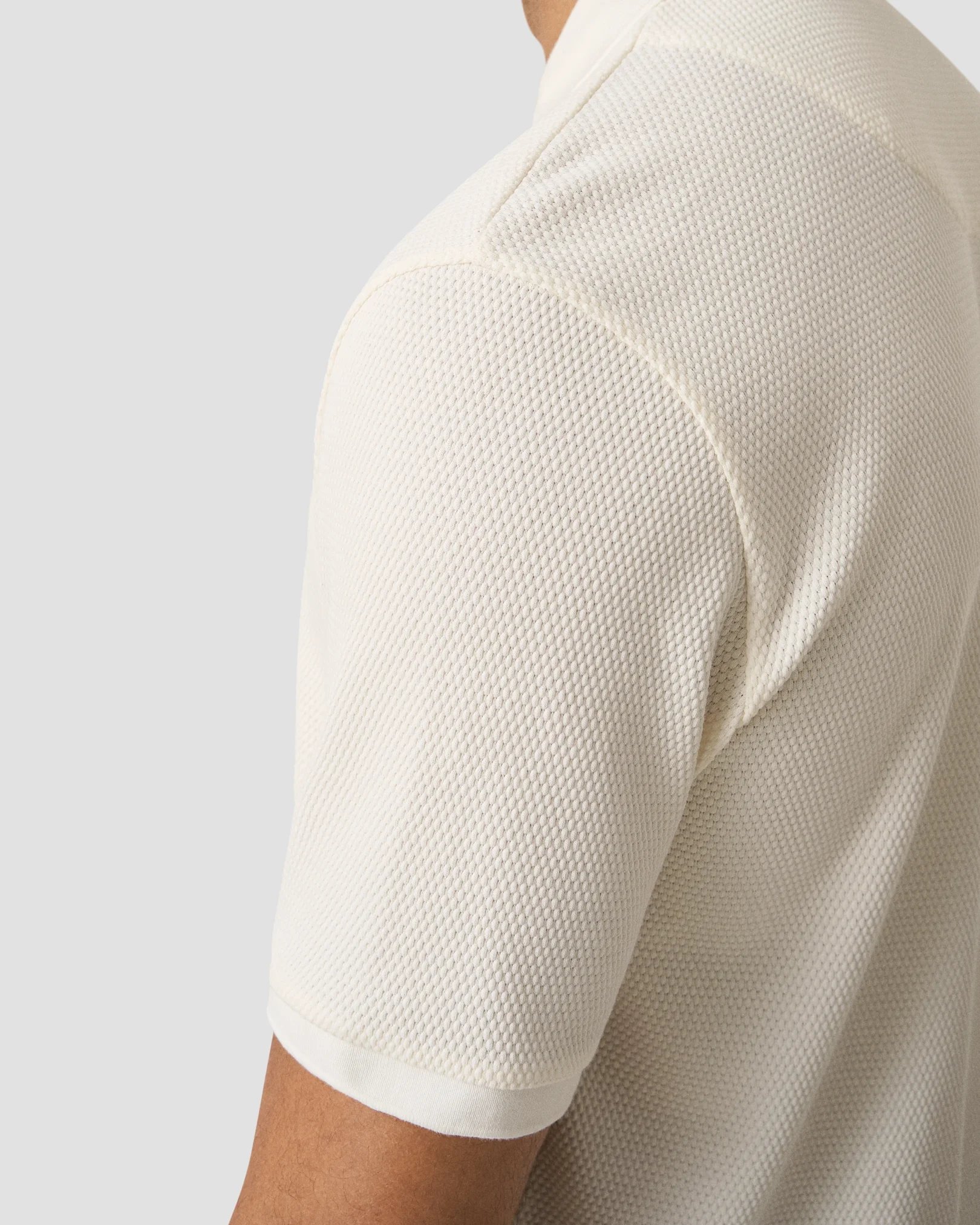 Eton - waffle open collar polo shirt