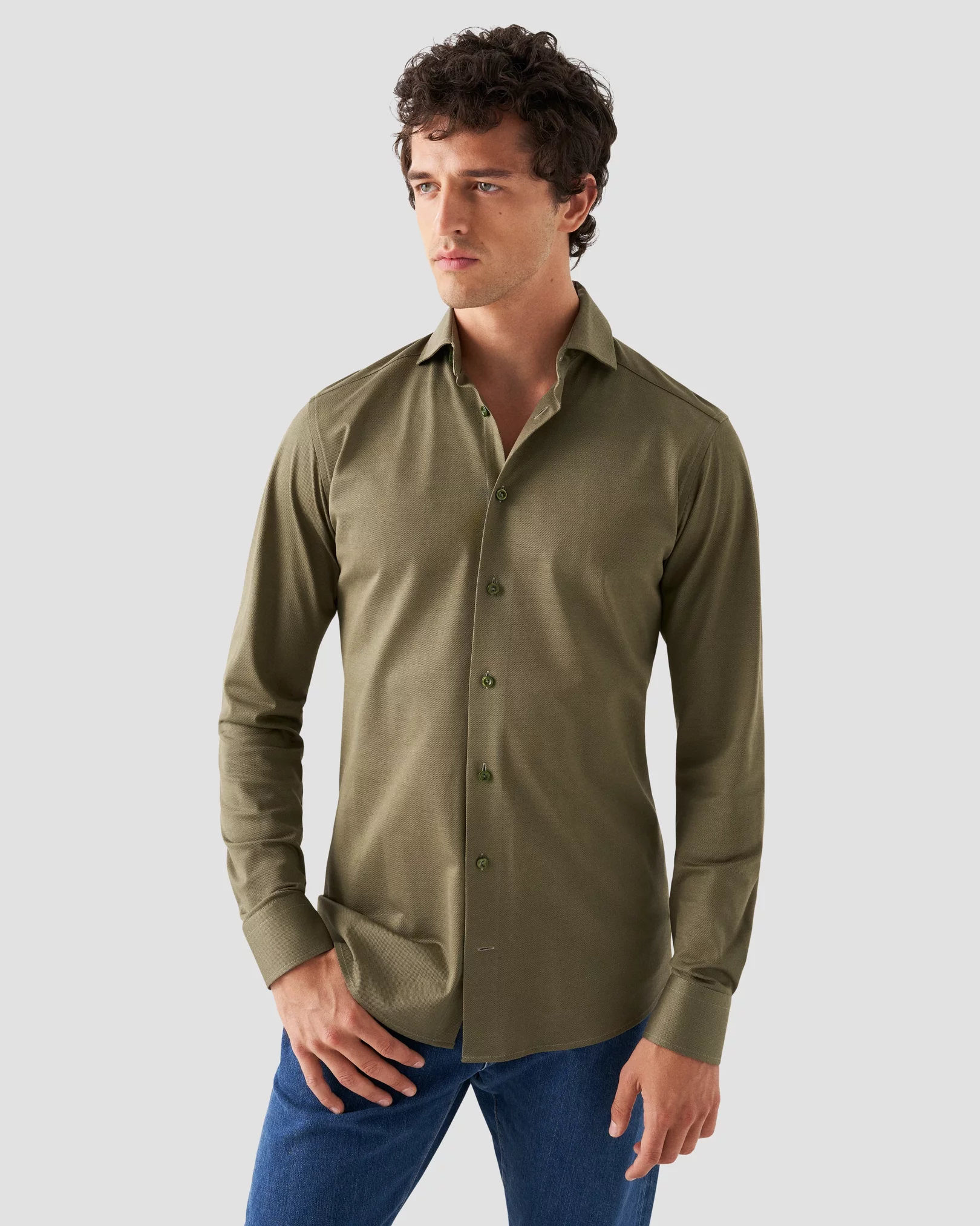 Green Filo di Scozia Piqué Shirt - Eton