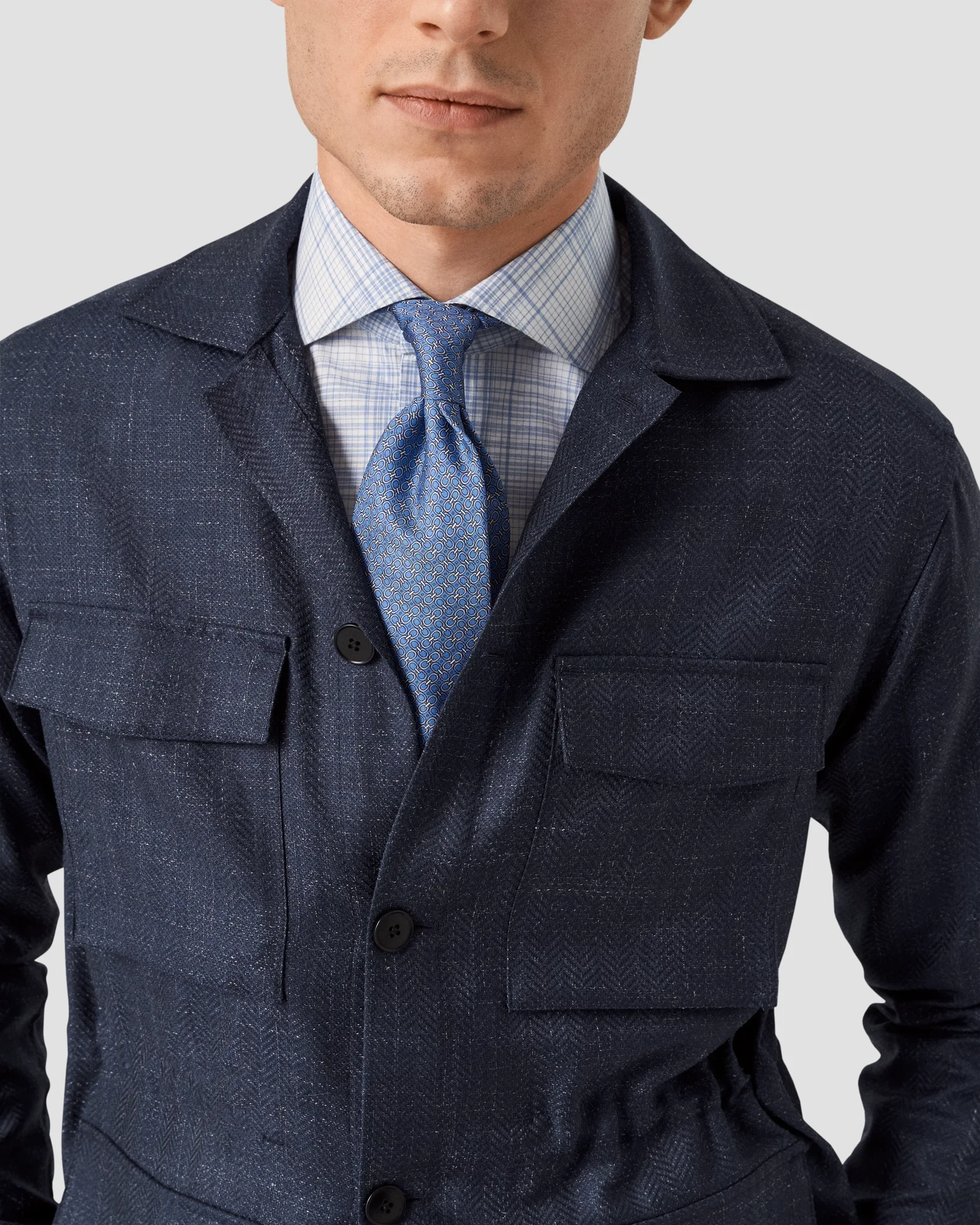 Eton - navy blue regular blend overshirt
