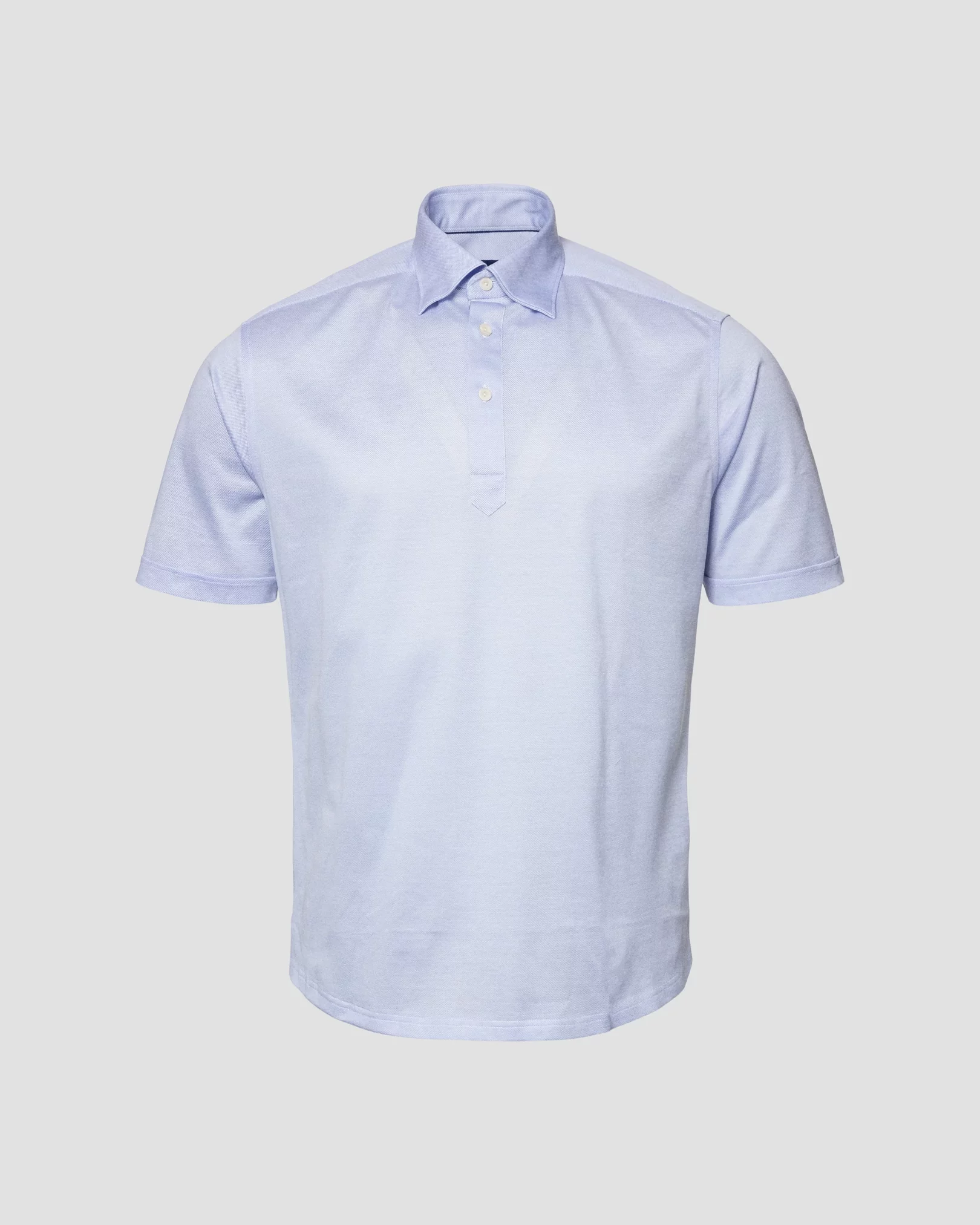 Light Blue Oxford Piqué Polo Shirt - Short Sleeve