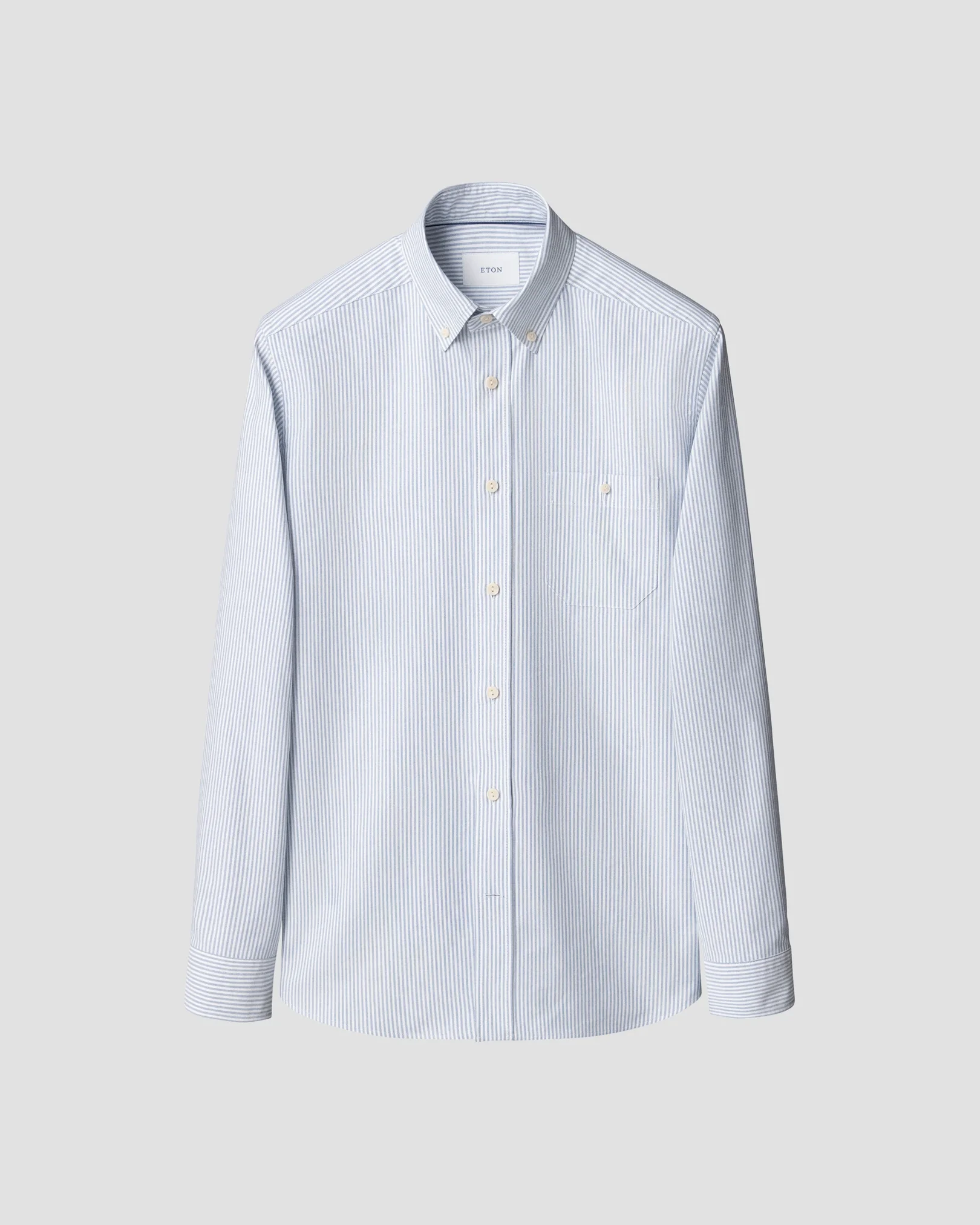 Eton - mid blue striped oxford shirt