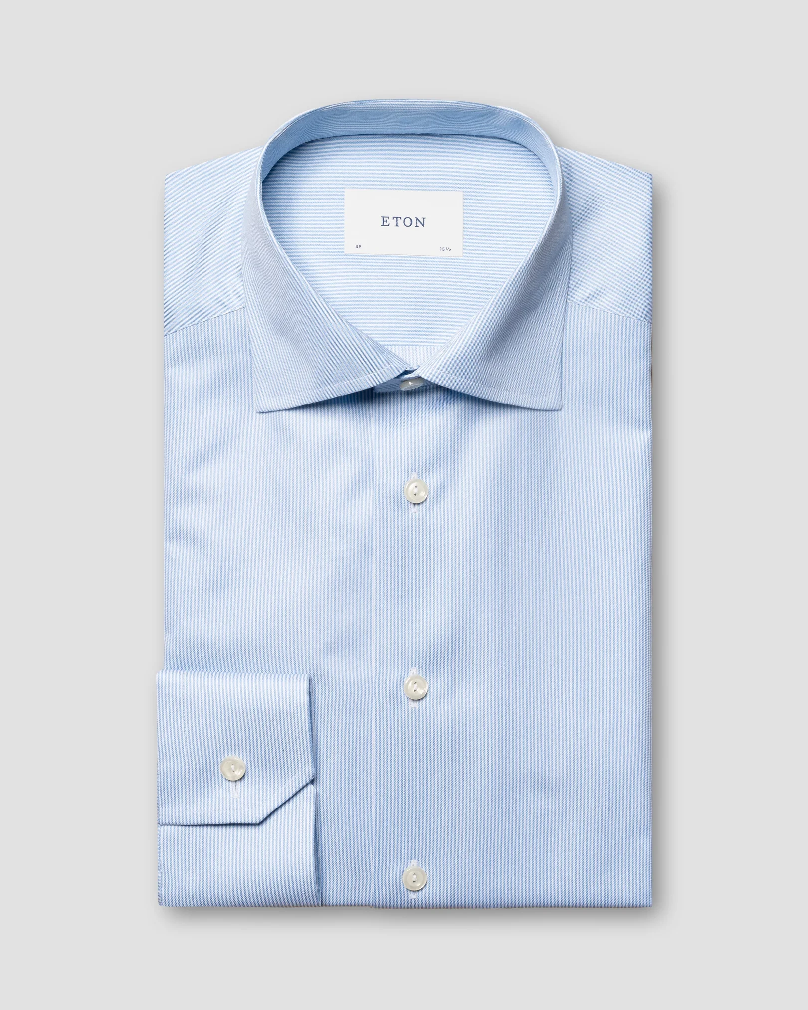 Eton - light blue fine striped signature twill shirt