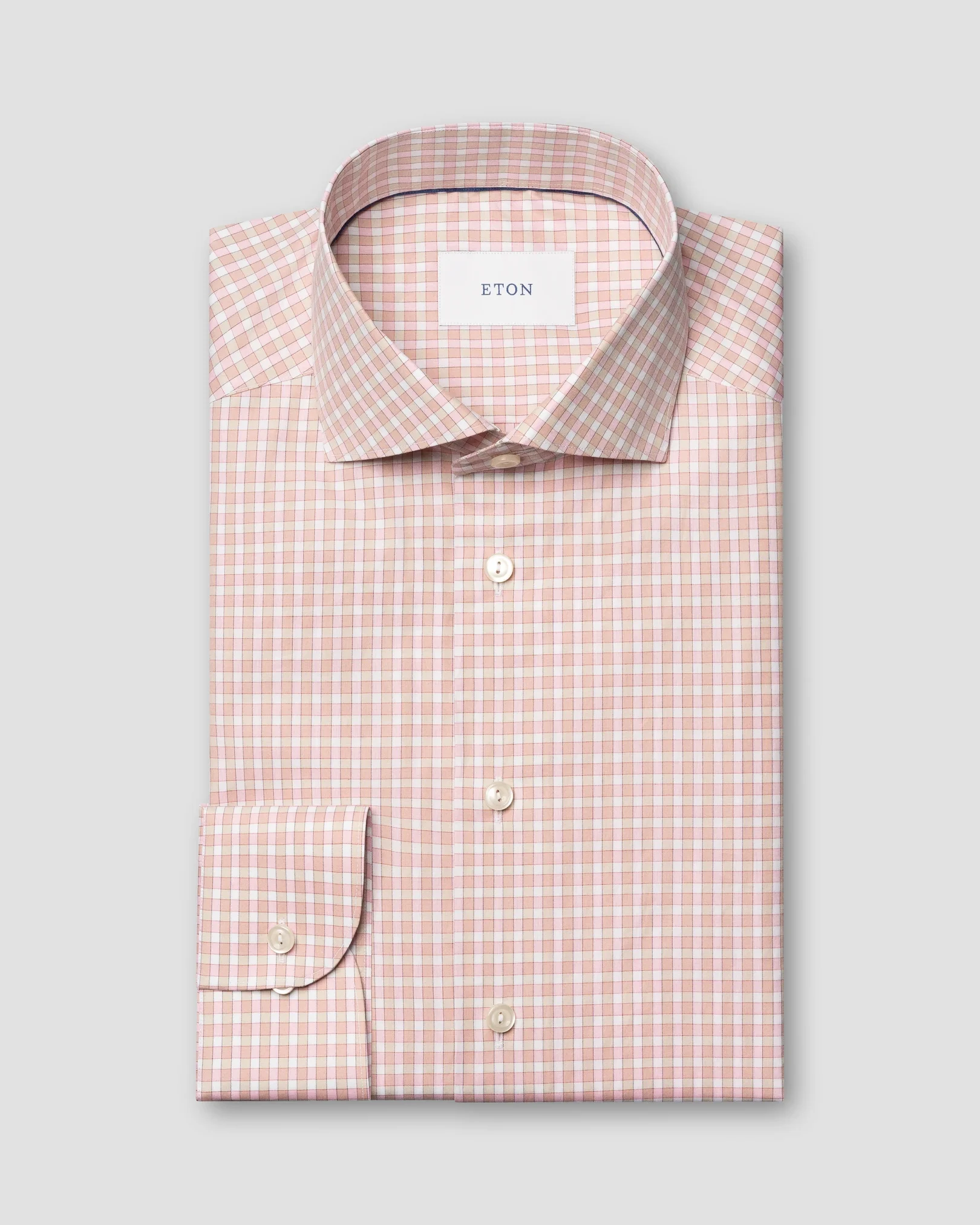 Eton - pink check breeze poplin shirt