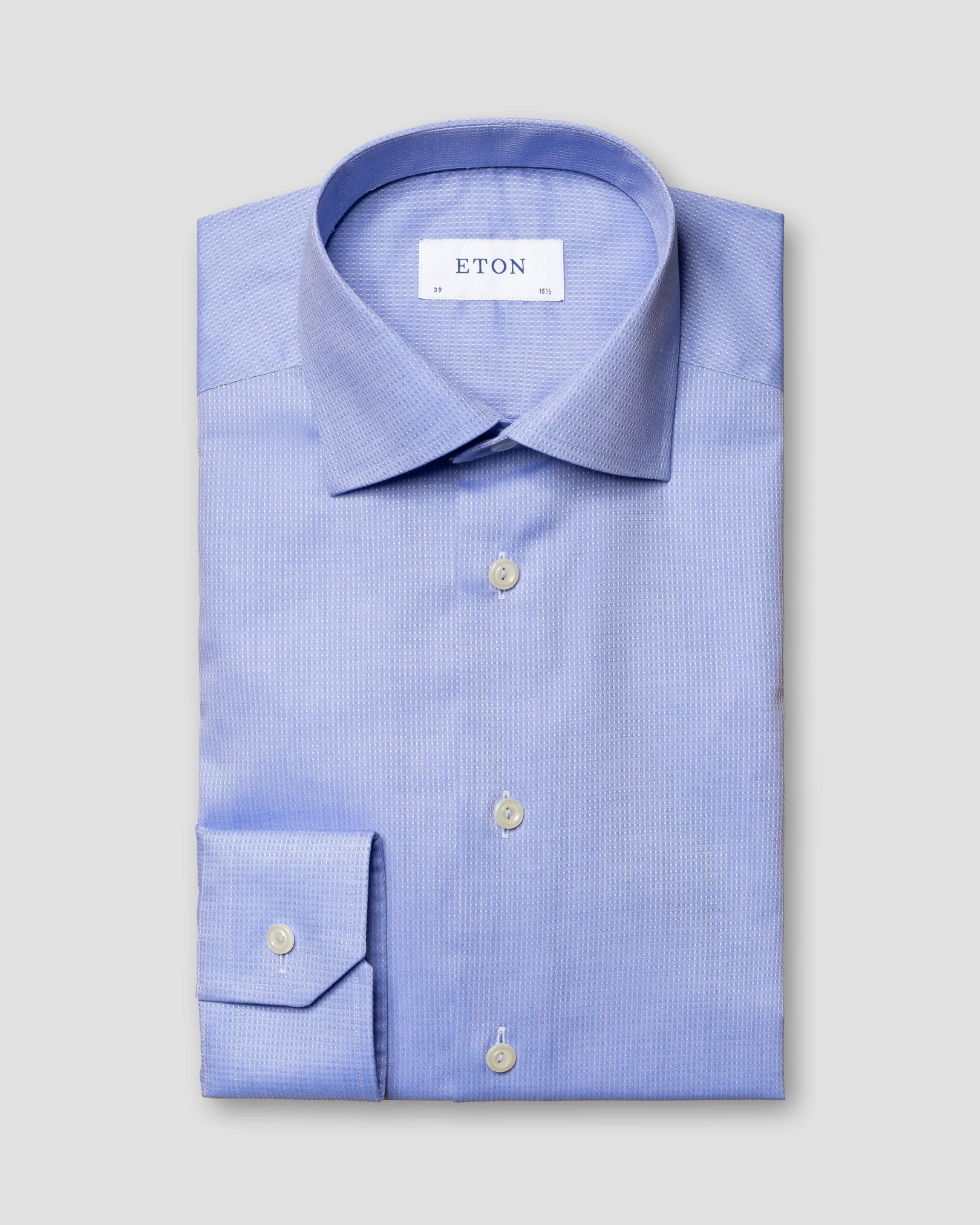 Eton - mid blue pin dot twill shirt