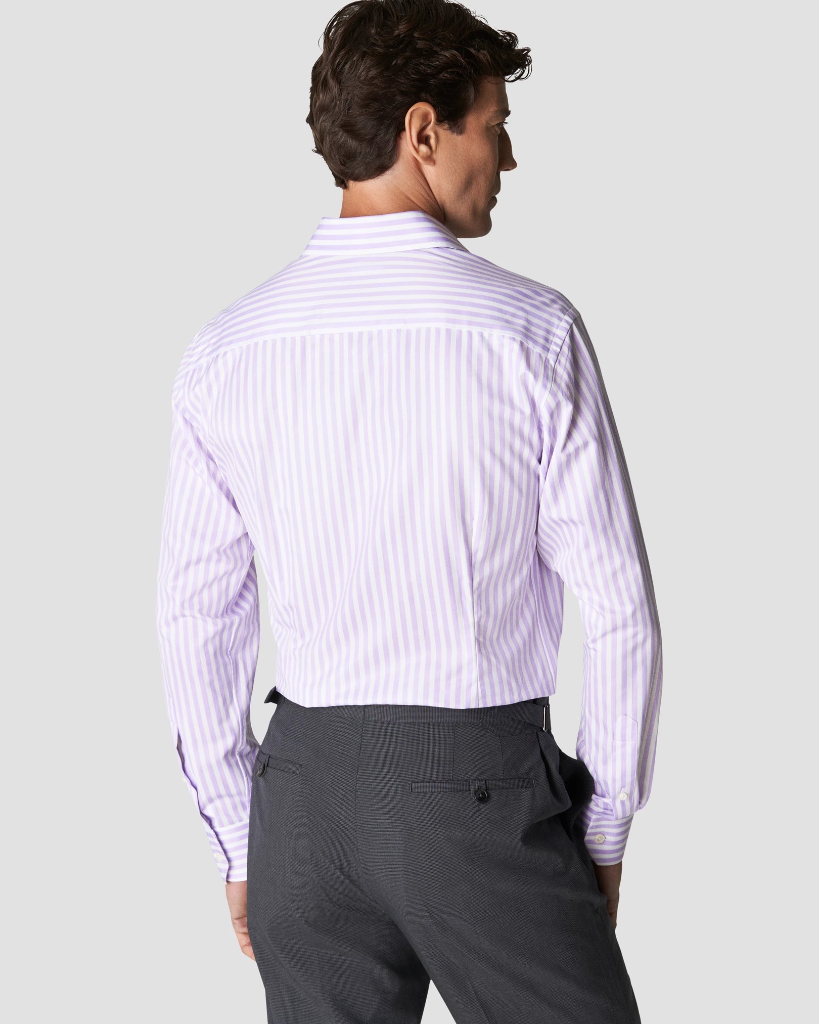 Eton - light purple signature twill bold stripe