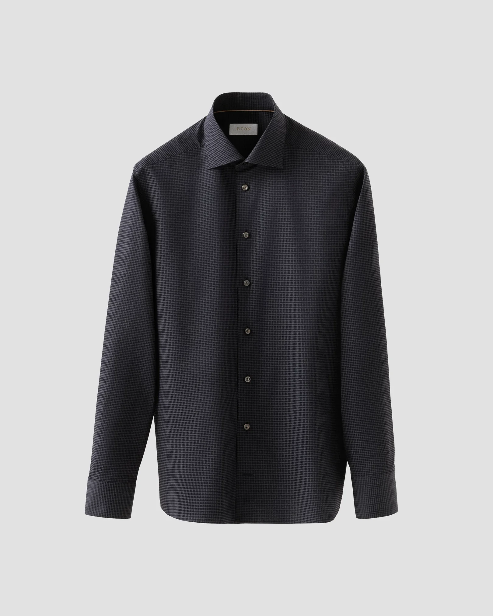 Eton - dark grey polka dot elevated pique shirt