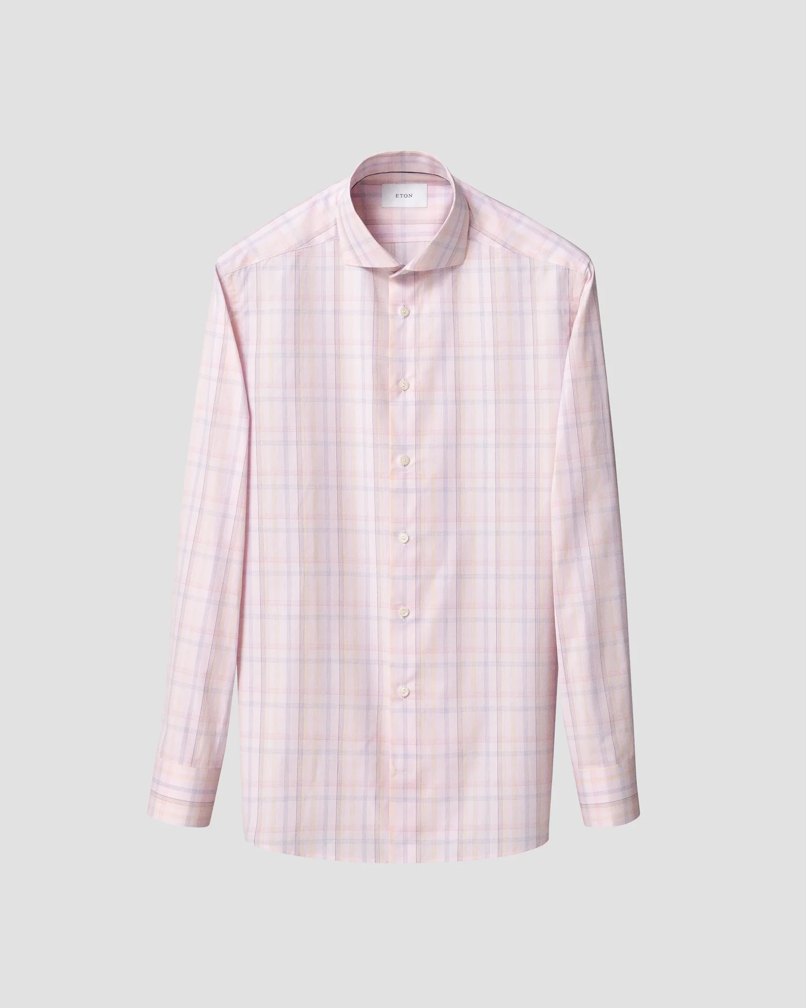 Eton - pink plaid breeze poplin shirt wide spread