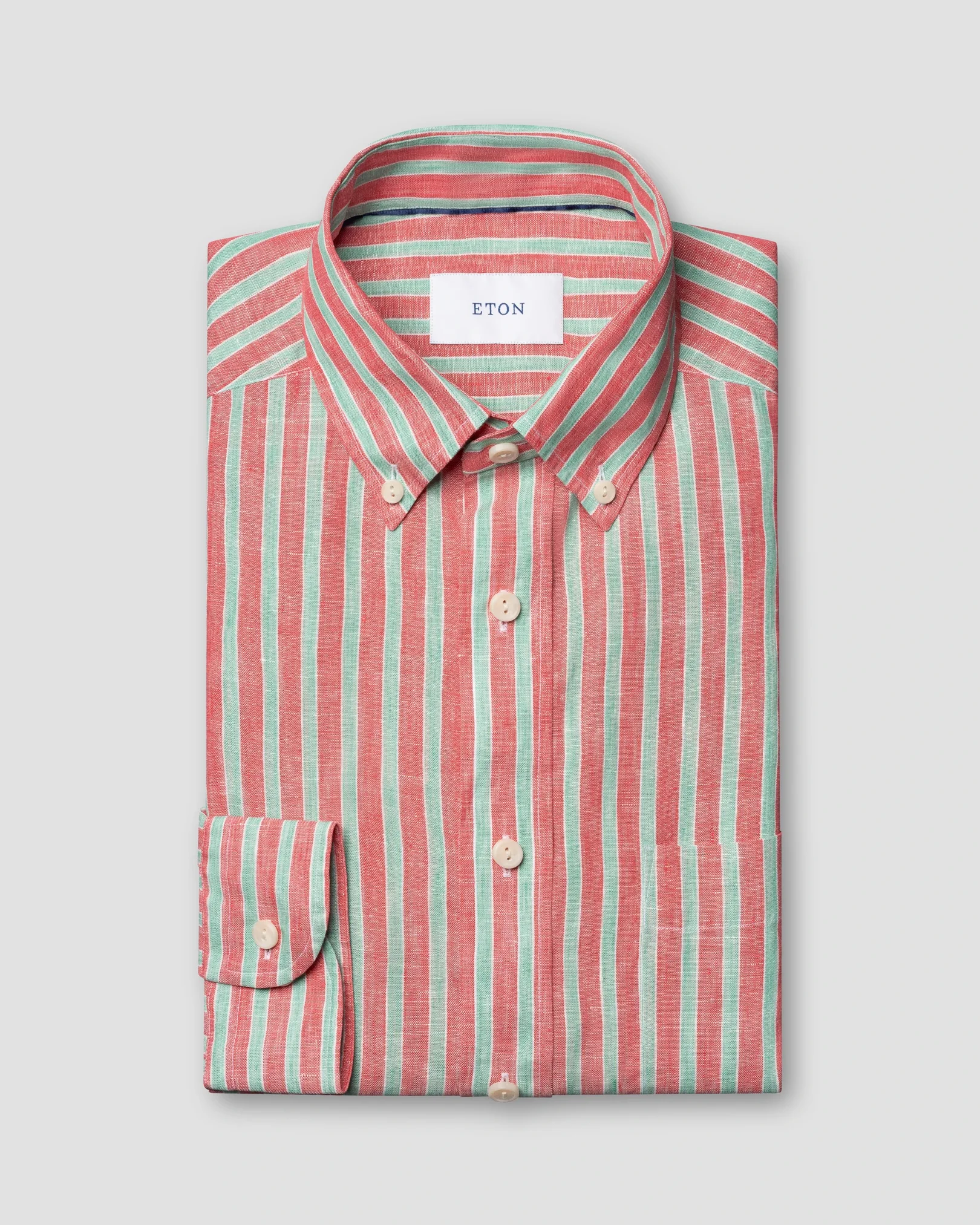 Eton - Chemise en lin à rayures multicolores