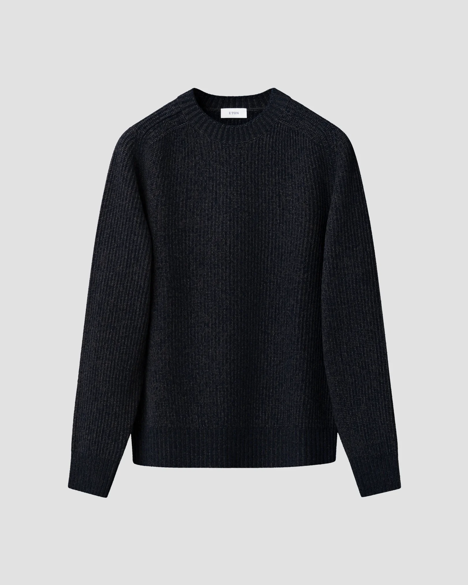 Eton - navy blue wool cashmere mouline crew neck