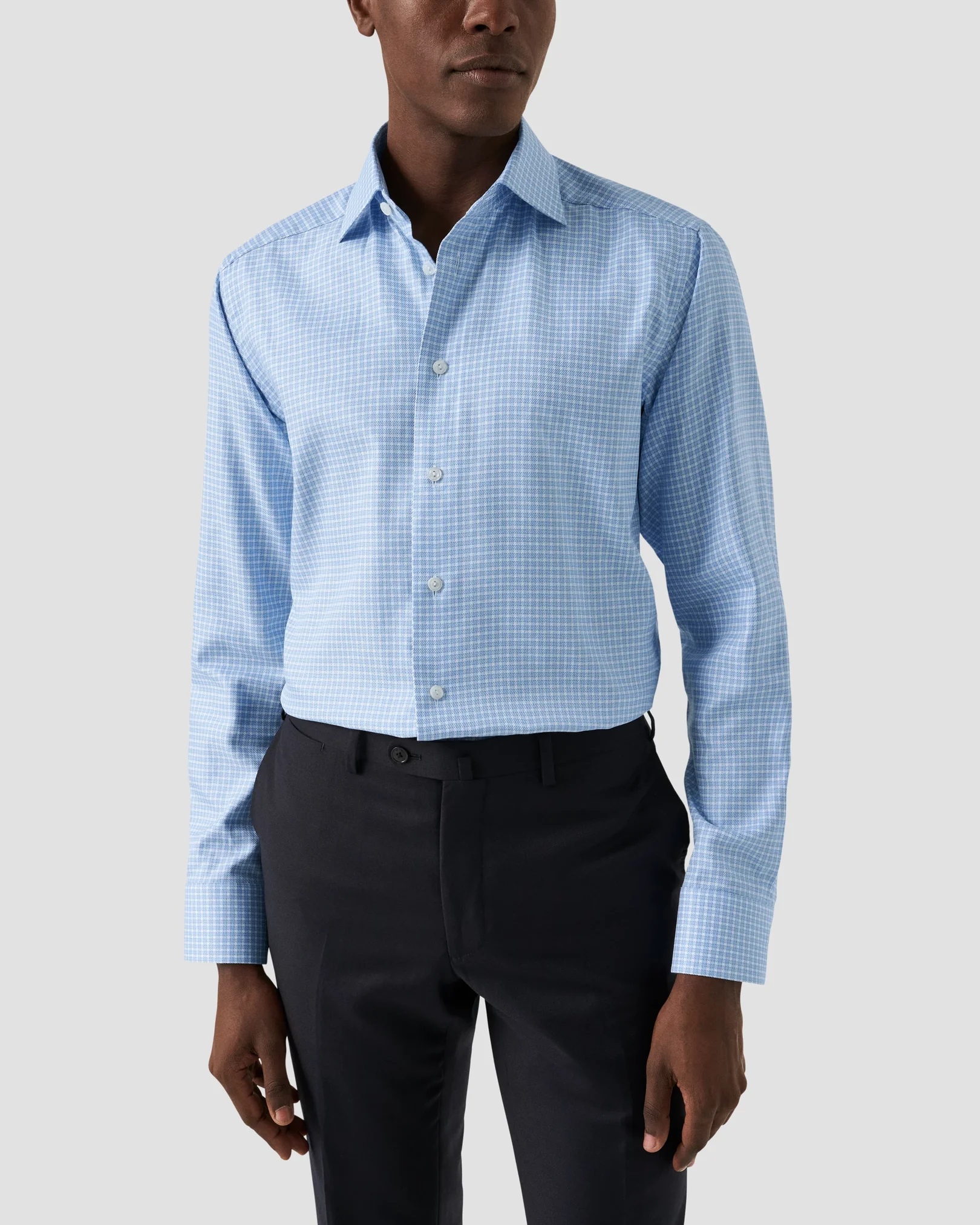 Eton - checked twill shirt