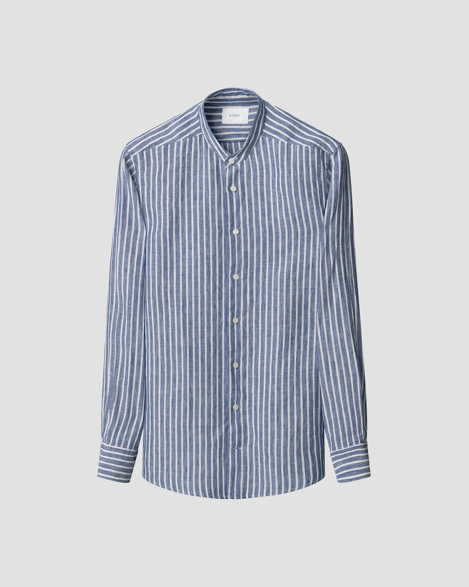 Eton - mid blue striped linen shirt