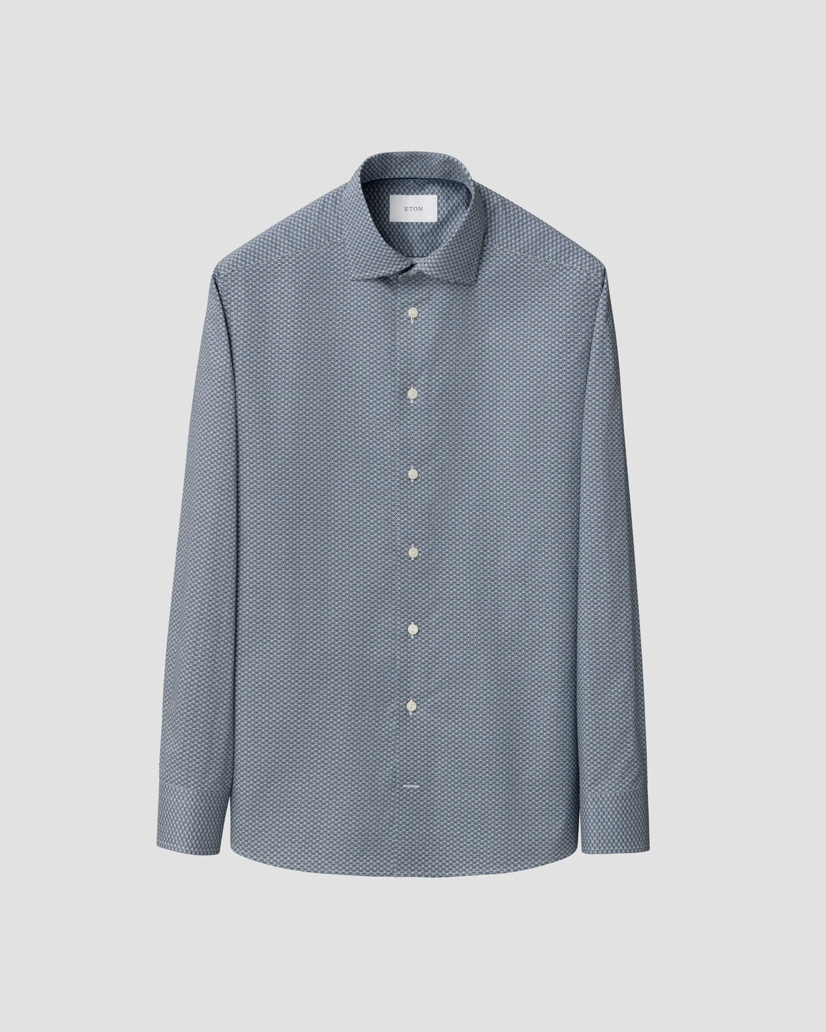 Eton - dark blue geometric print signature twill shirt